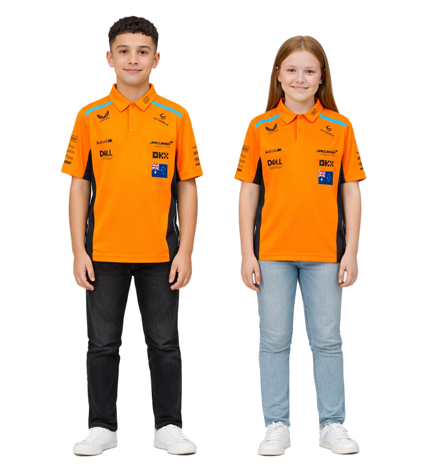 McLaren Formula 1 Oscar Piastri F1 Team Kinder Polo-Shirt mit Sponsorenlogos Kurzarm-Shirt Sport-Shirt TJ5319 Orange