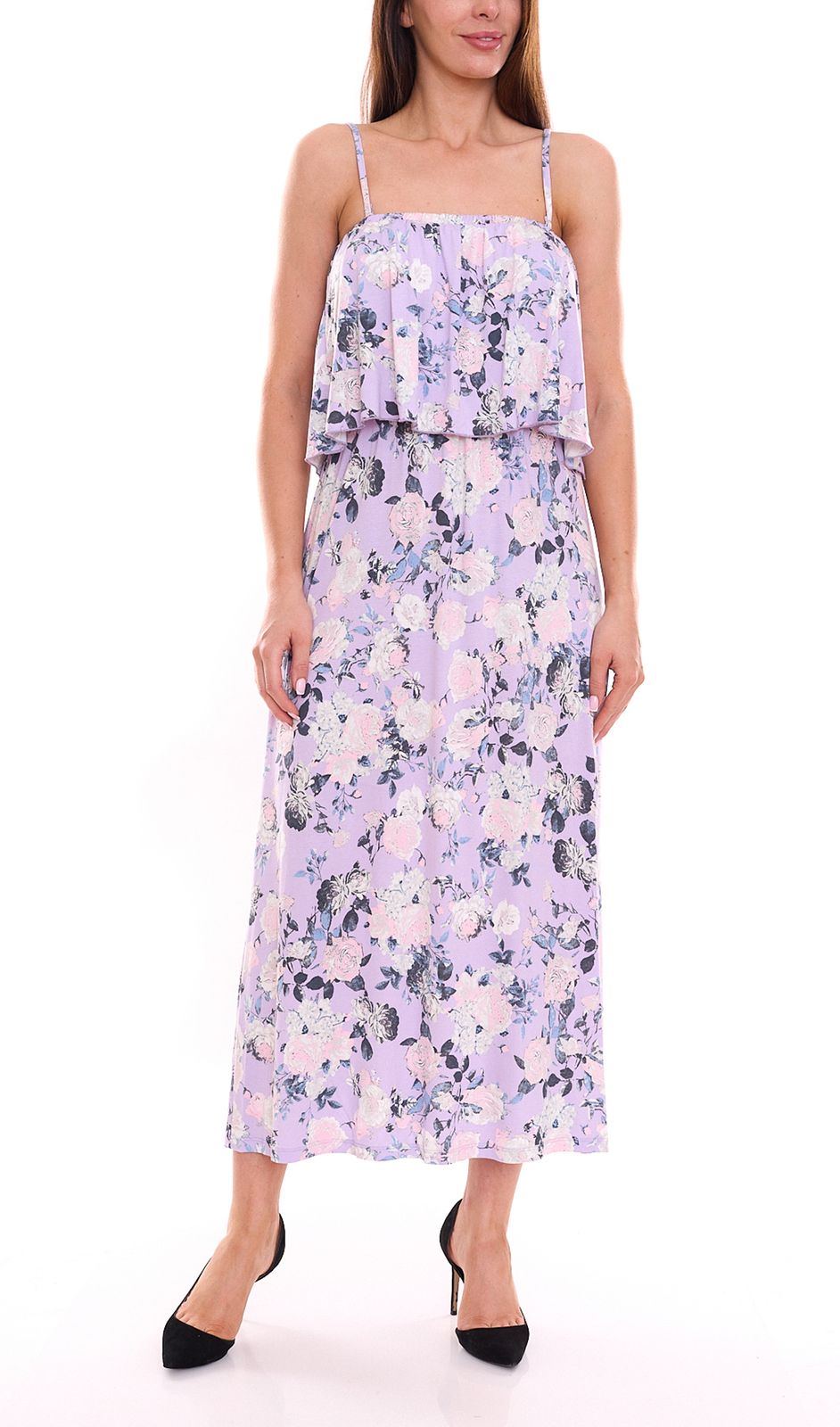 melrose Maxi-Kleid feminines Damen Bandeau-Kleid mit floralem Allover-Print 55799824 Violett