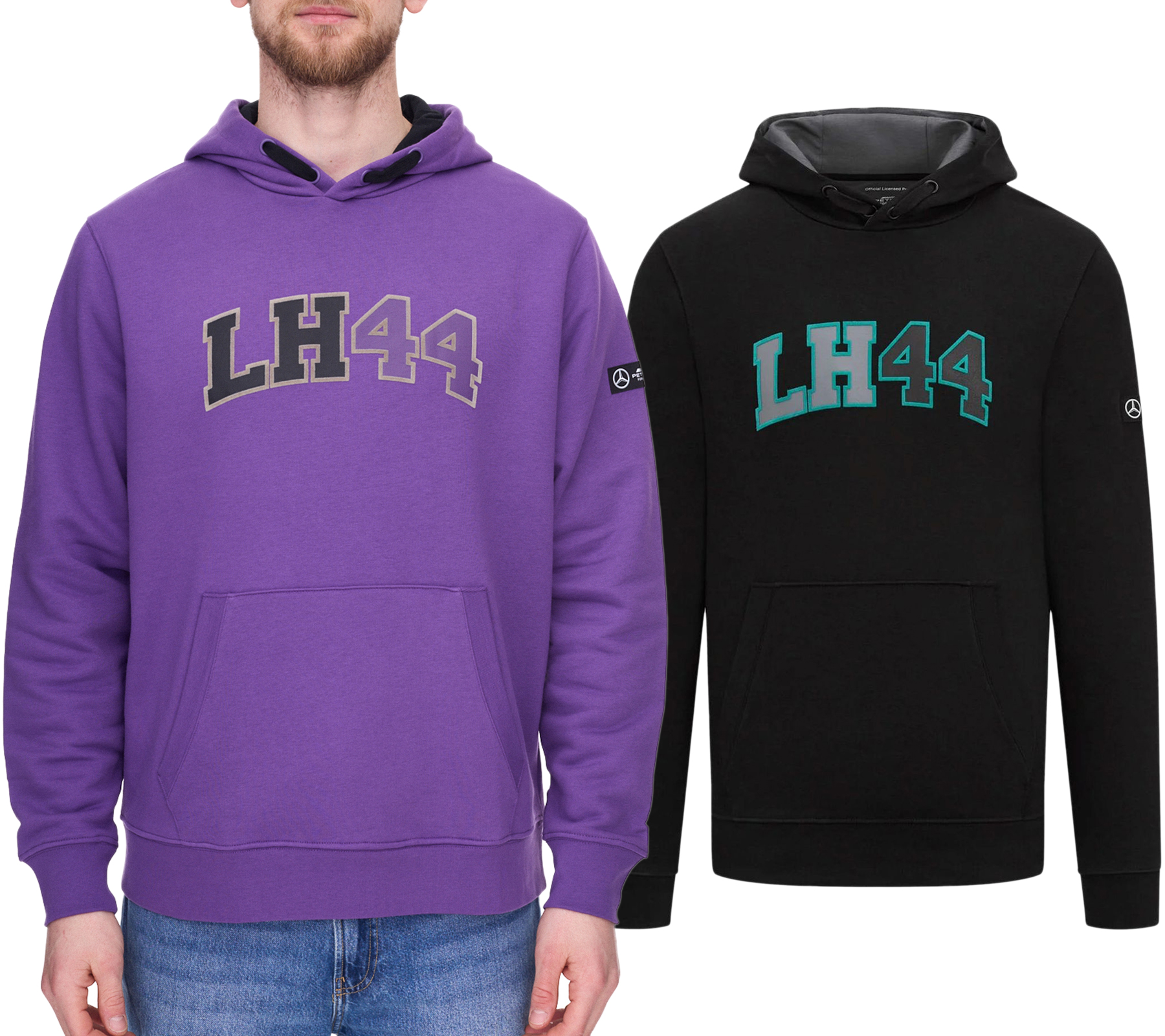 Mercedes-Benz AMG Petronas Lewis Hamilton Herren Hoodie Baumwoll-Pullover Kapuzen-Pullover Sweater 701222302 Lila oder Schwarz