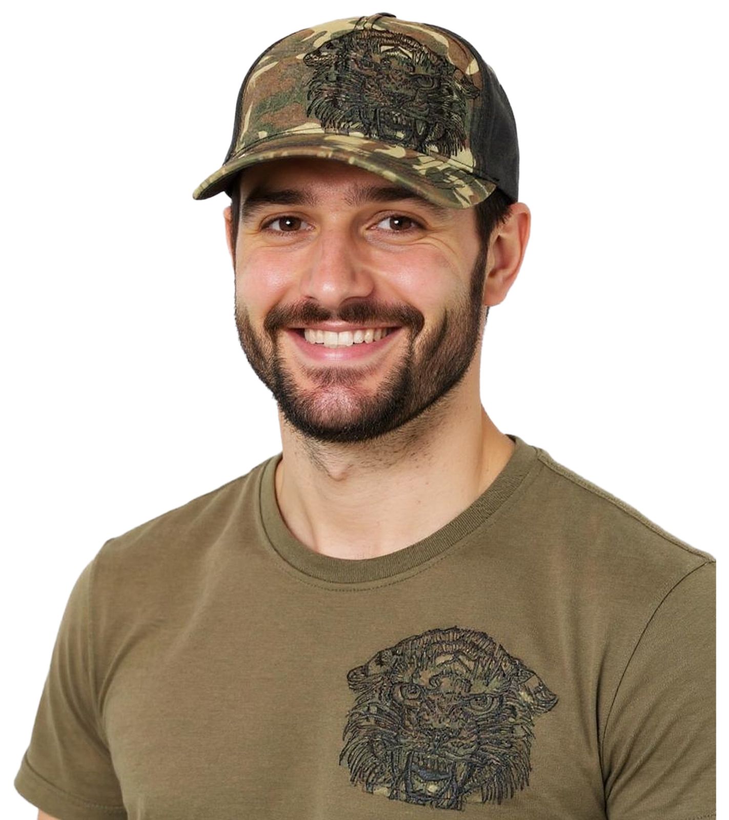 Miami Ink Baseball-Cap im Camouflage-Look Trucker-Cappy Baumwoll-Cap TC106354MIK Grün/Schwarz