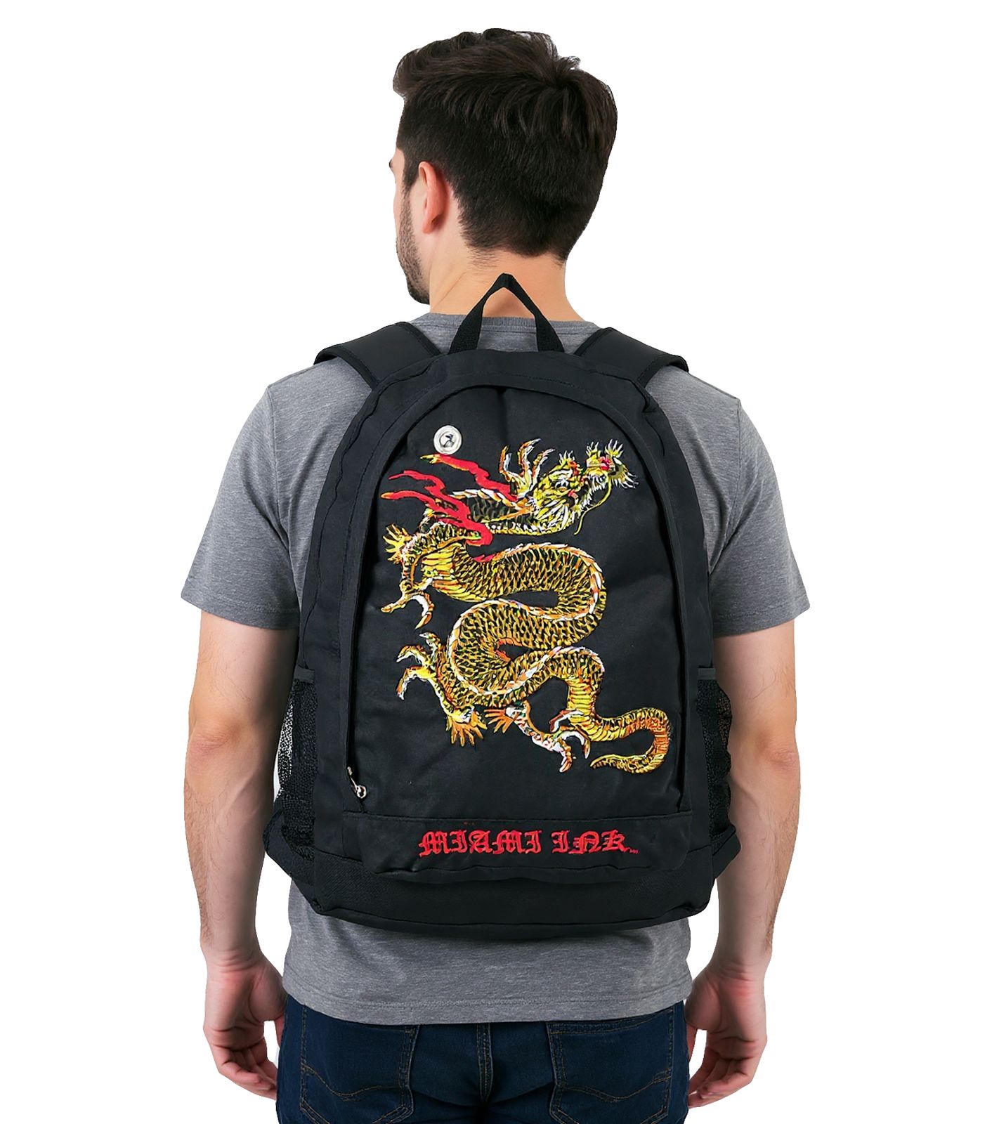 Miami Ink Orientalischer Drachentattoo-Rucksack Tages-Rucksack Schwarz