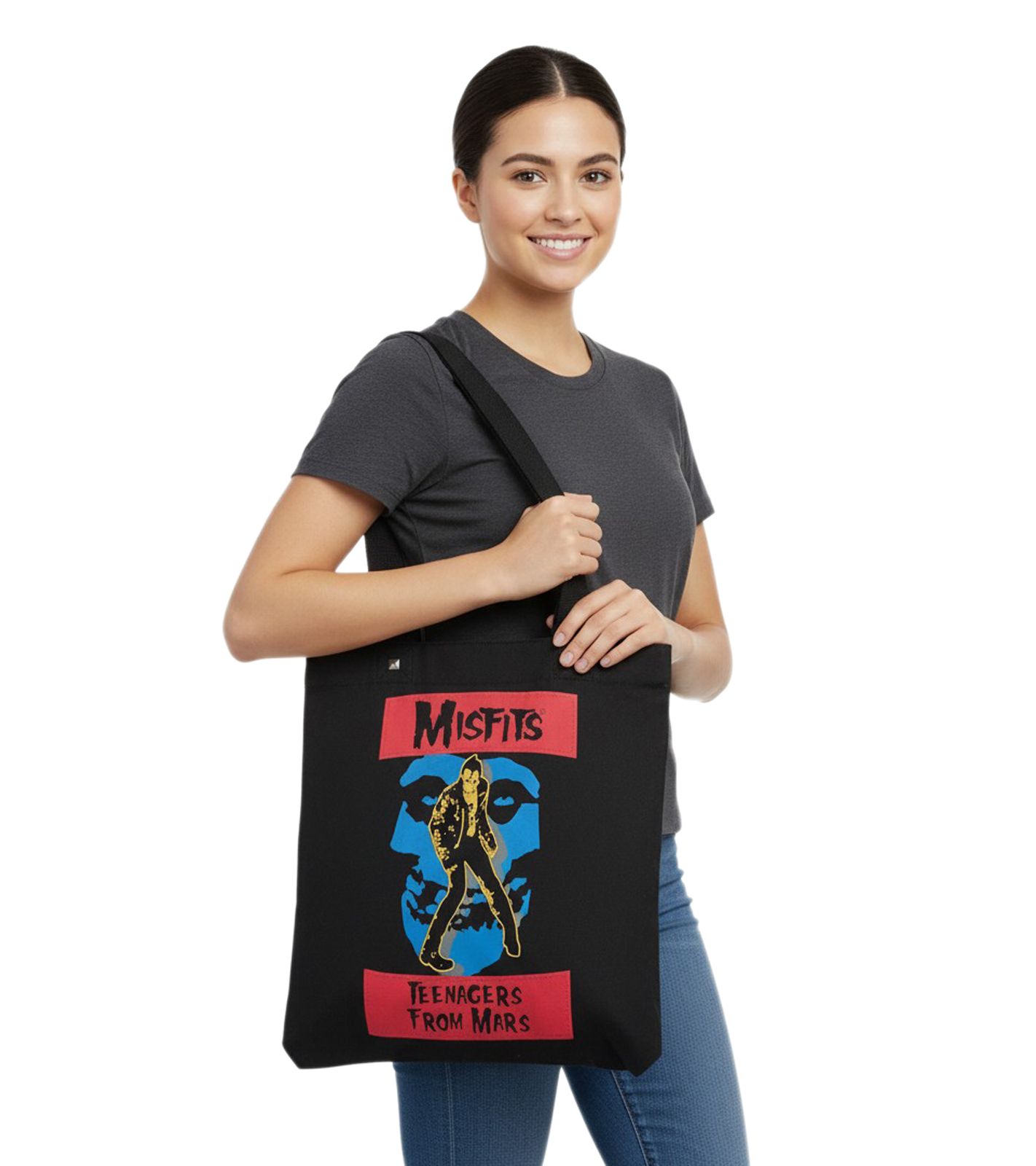 MISFITS Teenager from Mars Punkrock-Band Tote Bag Damen und Herren Schultertasche wendbar LT114889MISO 35x32 cm LT114889MISO Schwarz/Bunt