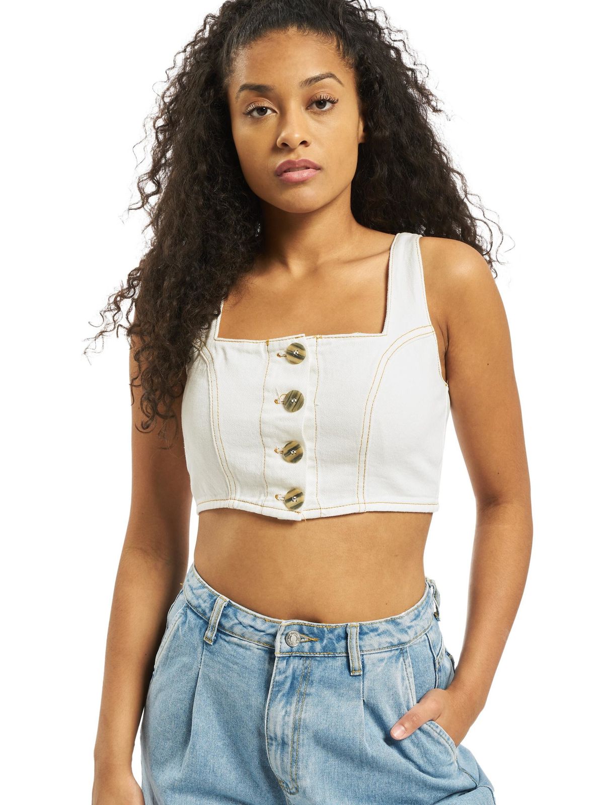 Missguided Kombiteil mit Kontrastnähten in Weiß