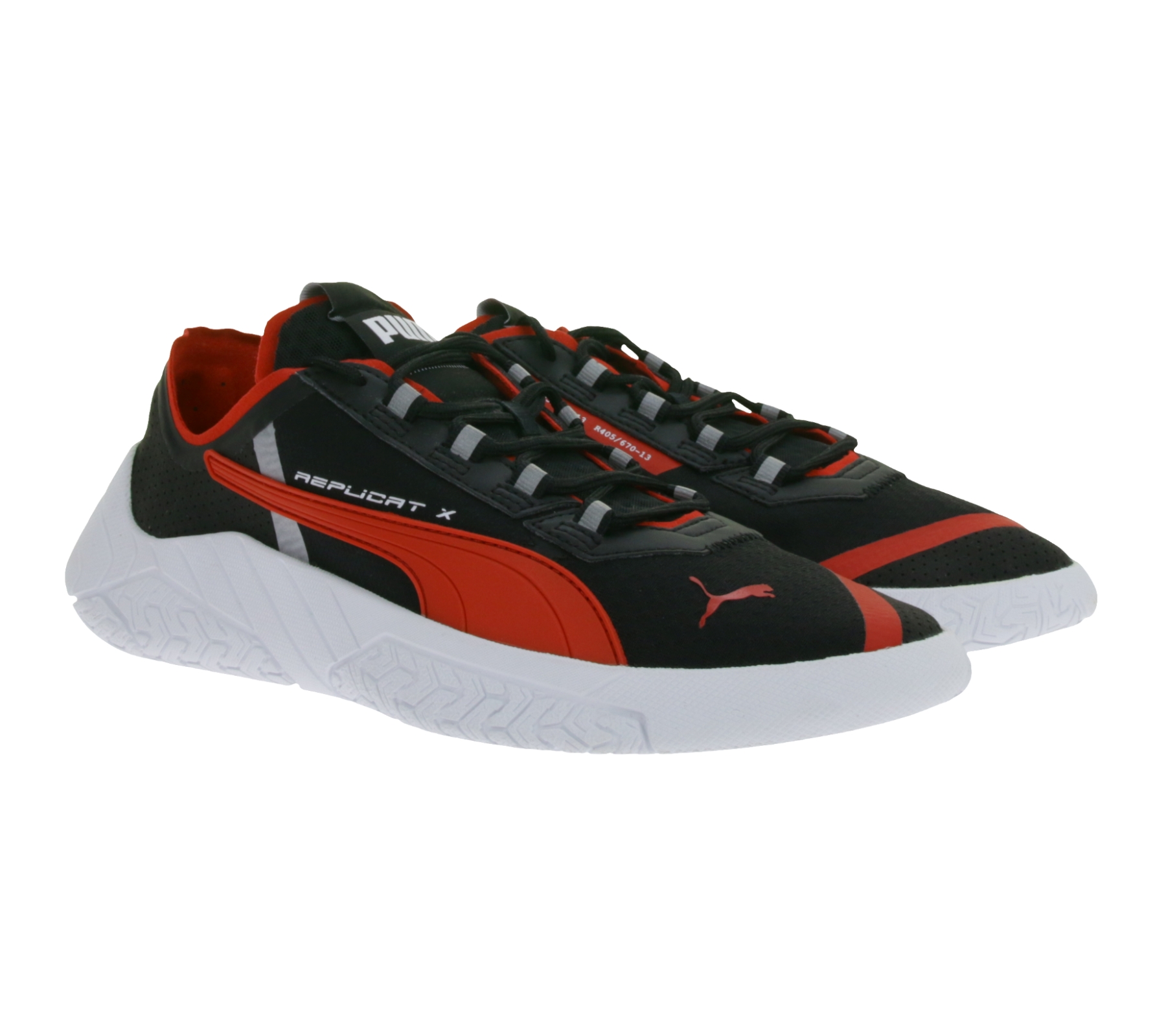 Moderne PUMA X Scuderia Ferrari Replicat-X 1.8 Damen oder Herren Sport-Sneaker inspiriert vom Motorsport Schnür-Schuhe 339945 02 Schwarz