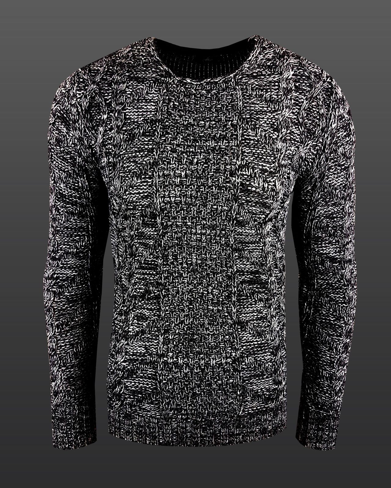 Moderner Herren Rundhals-Pullover im kontrastfarbigem Design Sweater 6171 Schwarz