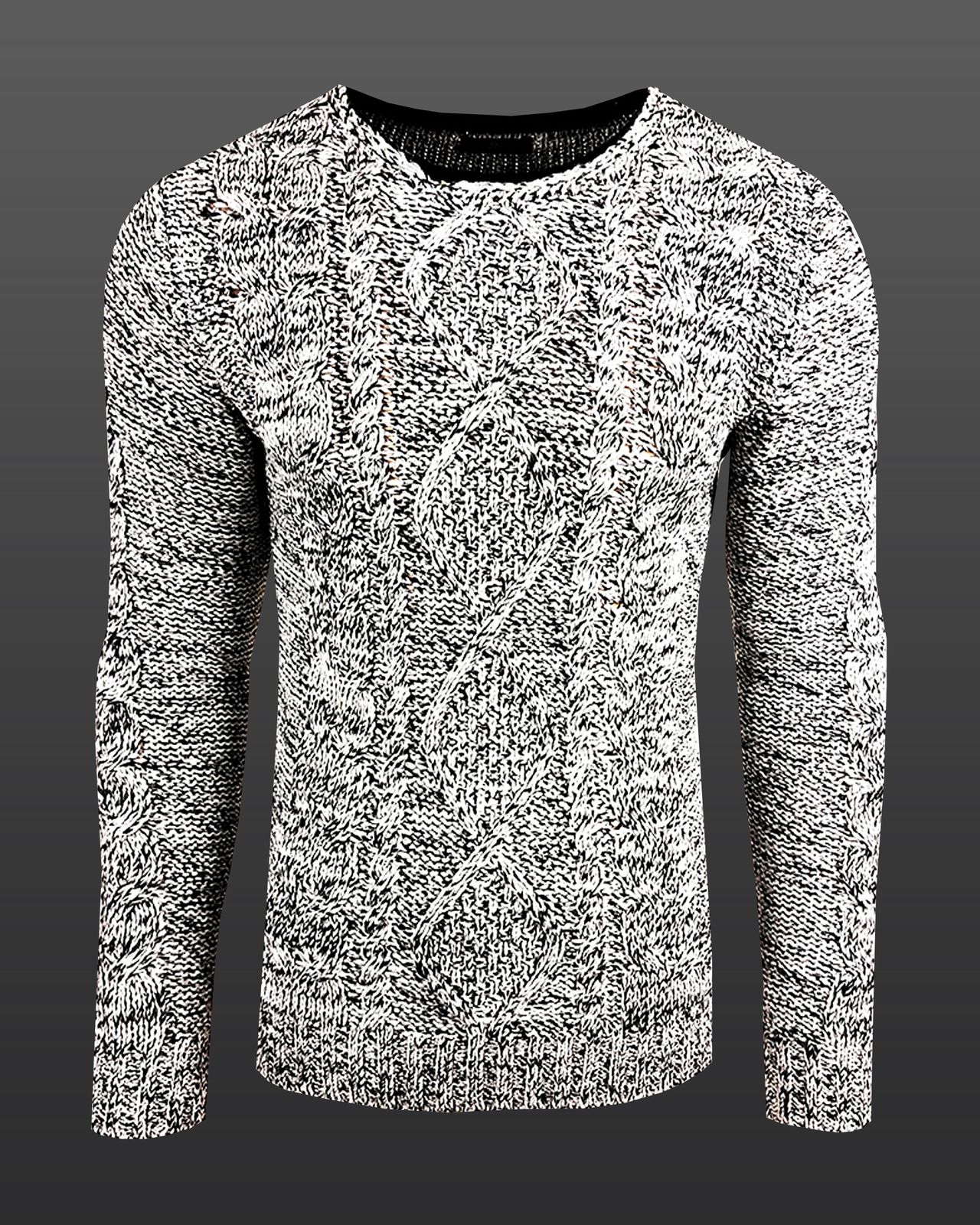 Moderner Herren Rundhals-Pullover im kontrastfarbigem Design Sweater 6234 Weiß