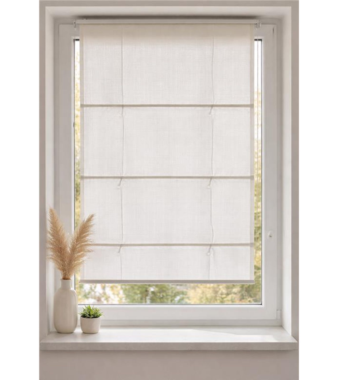 Modernes Raffrollo mit lichtdurchlässigem Stoff Fenster-Rollo leichter Sonnenschutz 925321 Weiß
