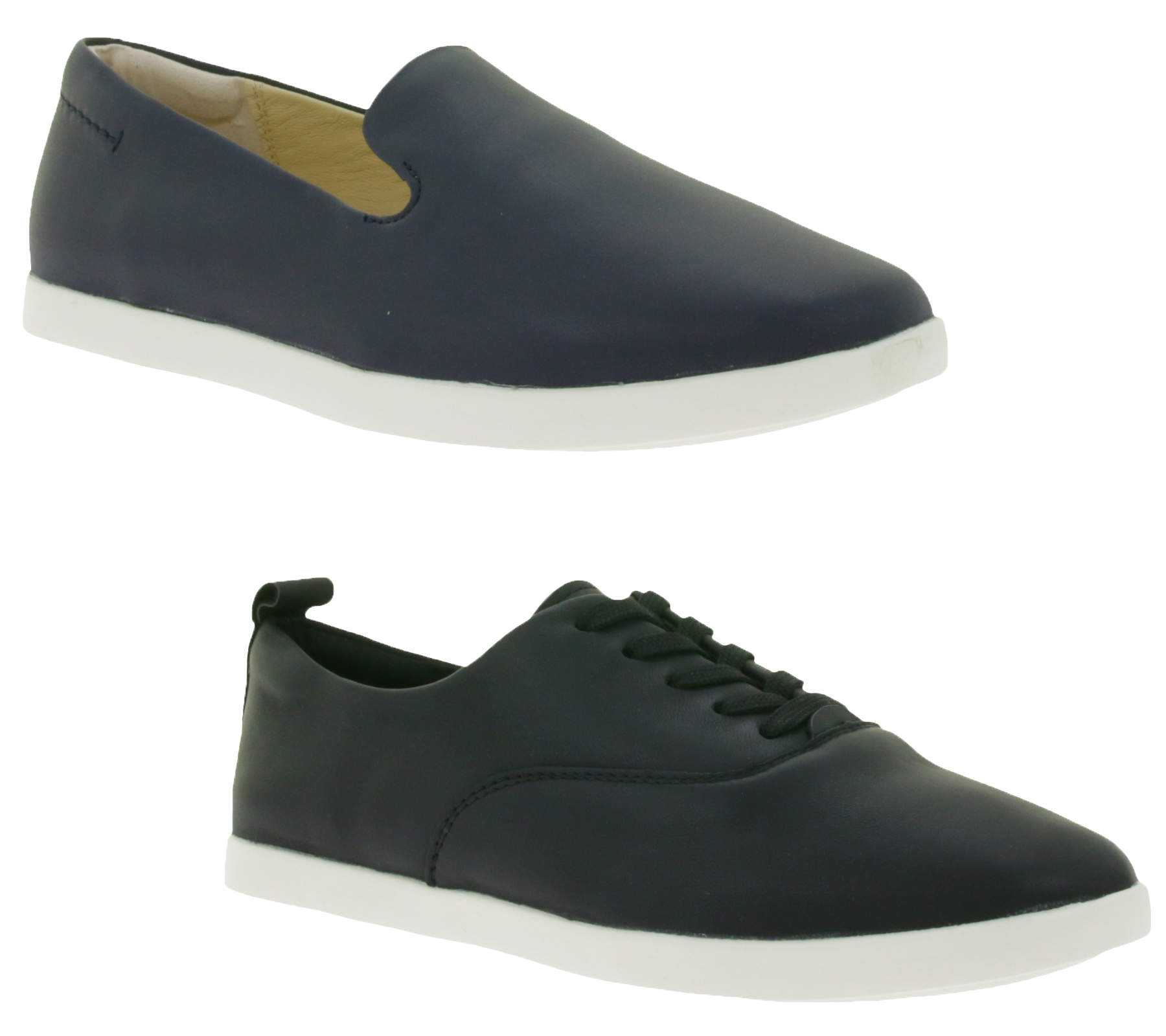 Modische Clarks AceLite Lo Damen Echtleder-Schuhe mit herausnehmbarer Sohle Slipper oder Schnür-Schuhe Schwarz oder Navy