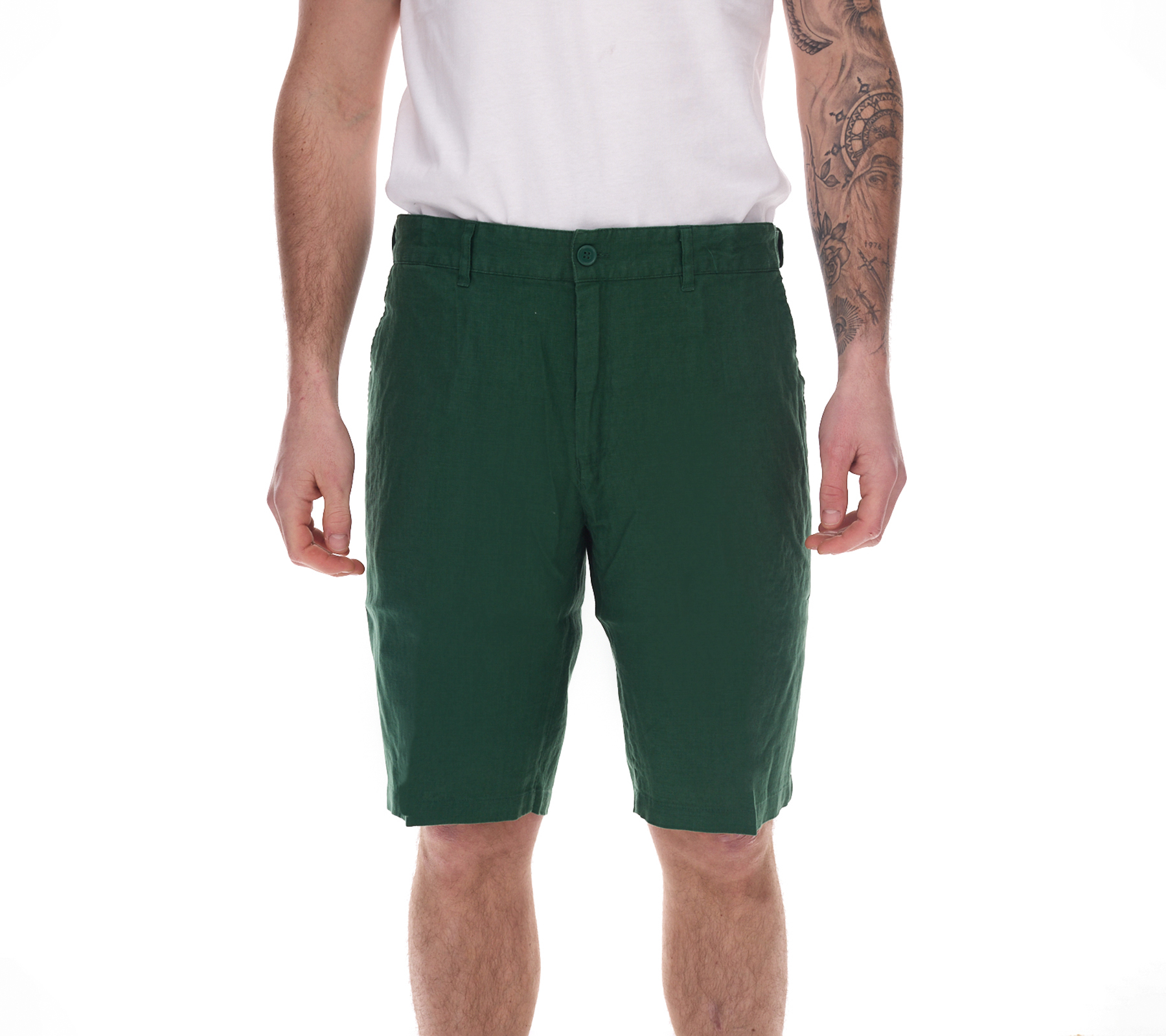 modische Herren Chino-Shorts Sommer-Bermuda aus Leinen Stoff-Shorts Große Größen 907519 Grün