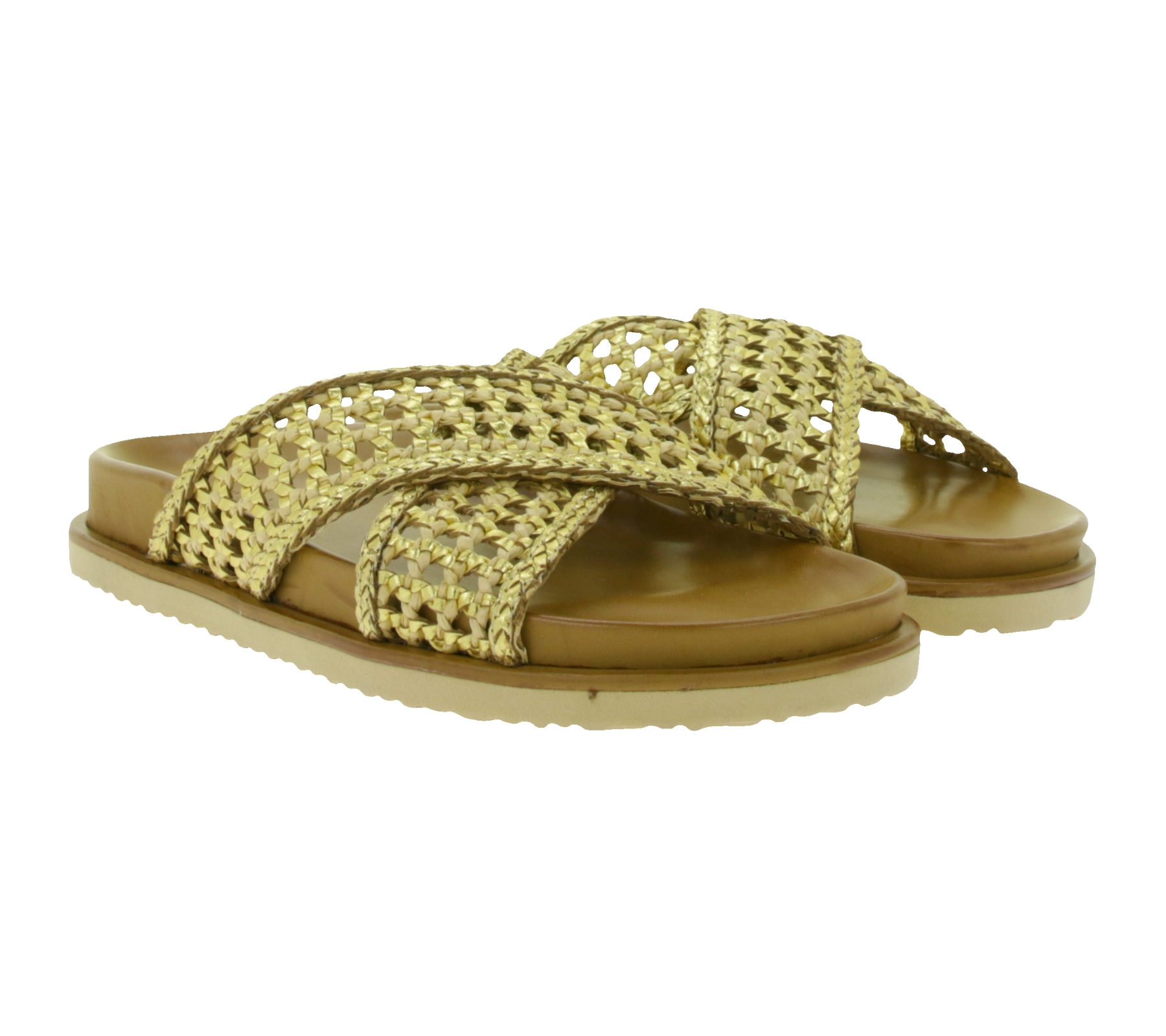 modische INUOVO Damen Echtleder-Pantoletten mit flexibler Laufsohle Schlupf-Schuhe 396052 Braun