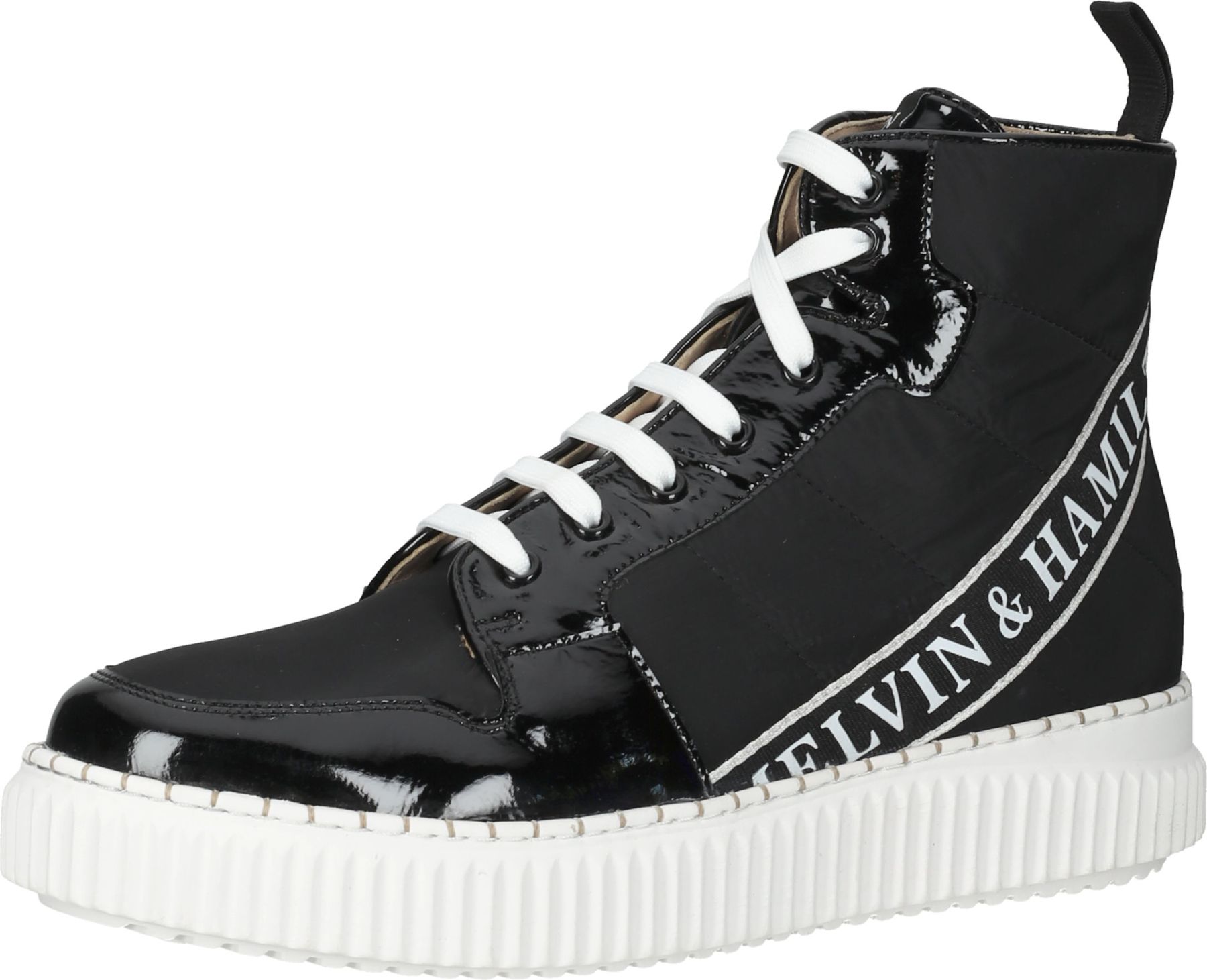 Modische Melvin & Hamilton Sneaker Schnürschuhe für Damen Nuri 14 119587 Baby Soft Patent Schwarz