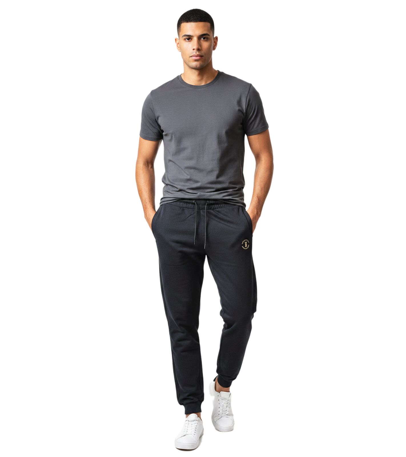 modische ON THAT ASS Leo Herren Jogging-Hose Baumwoll-Sweat-Hose mit Logo und Taschen Jogger Schwarz
