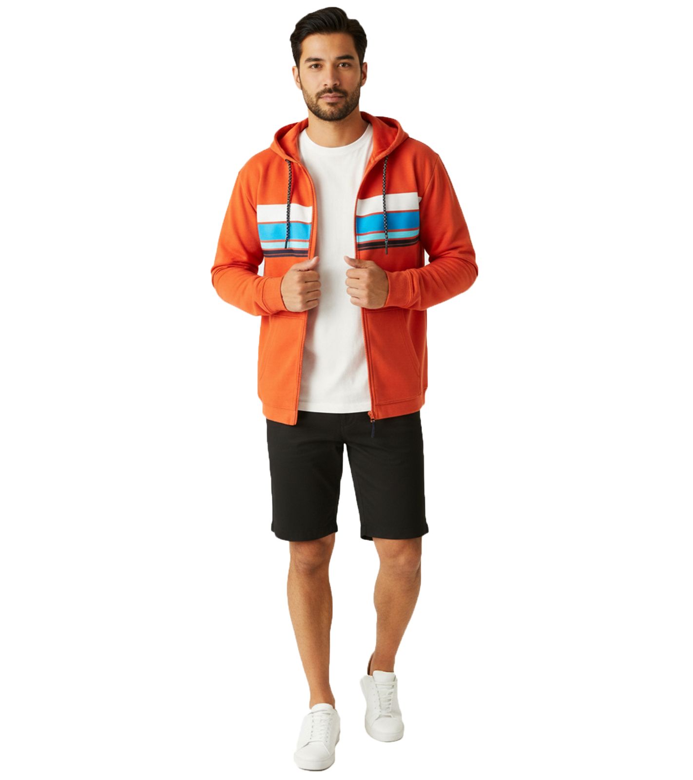 nachhaltige REGATTA Shorebay Herren Sweat-Jacke mit Kapuze Baumwoll-Jacke Sweatshirt-Jacke RMA564-33L Orange