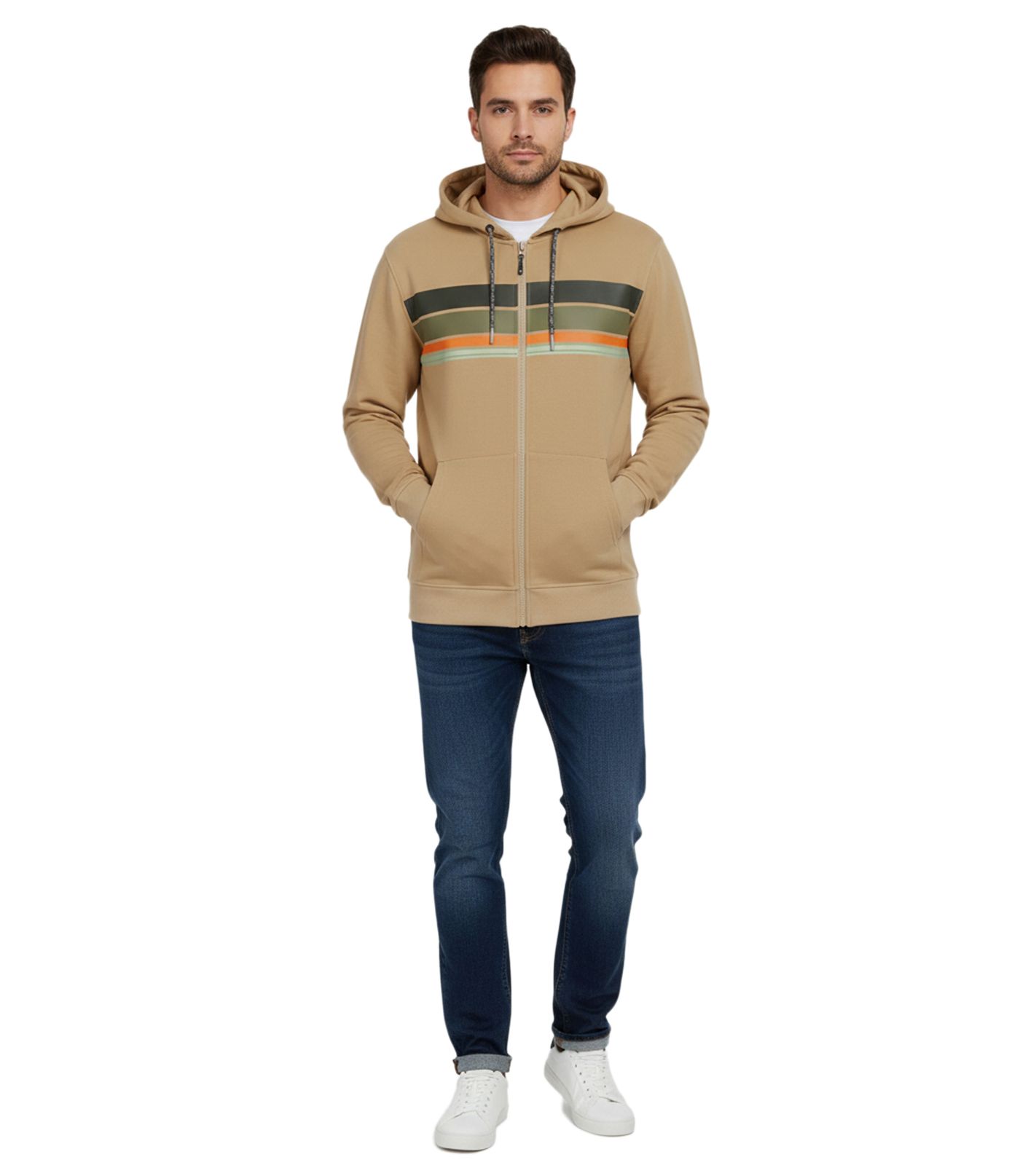nachhaltige REGATTA Shorebay Herren Sweat-Jacke mit Kapuze Baumwoll-Jacke Sweatshirt-Jacke RMA564-J66 Beige
