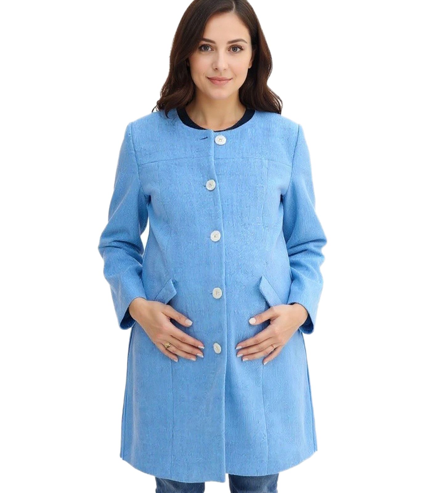 nachhaltiger Damen Mantel Schwangerschafts-Jacke Umstands-Mantel Boucle-Jacke 912560 Hellblau