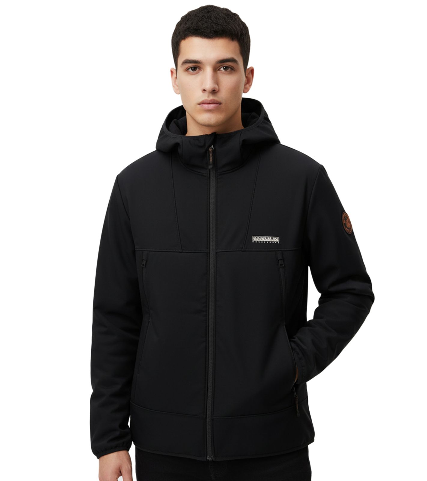 NAPAPIJRI A-Biois atmungsaktive Softshell-Jacke Herren Übergangs-Jacke mit Kapuze NP0A88TN9411 Schwarz