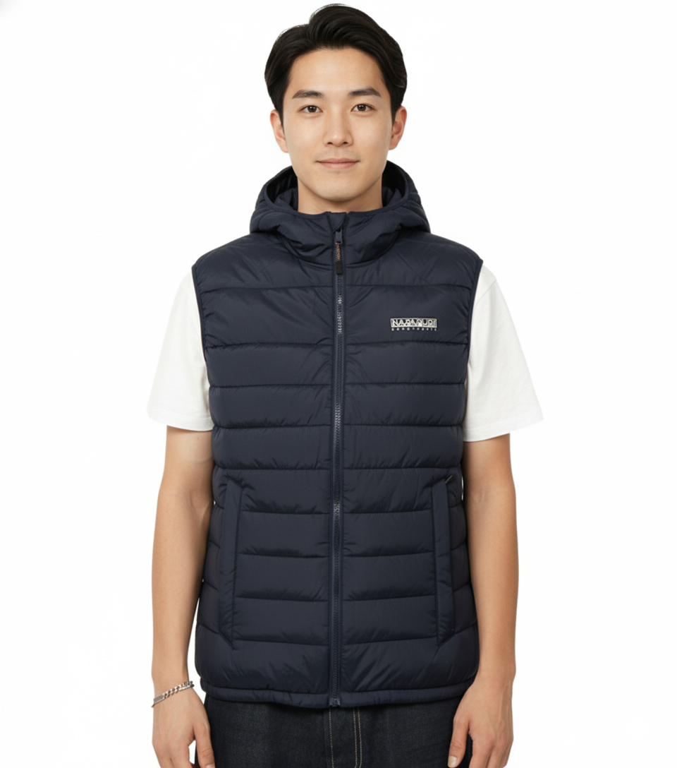 NAPAPIJRI A-Gesar V Herren Stepp-Weste wattierte Puffer-Weste mit seitlichen Eingriffstaschen NP0A88U41761 Navy-Blau