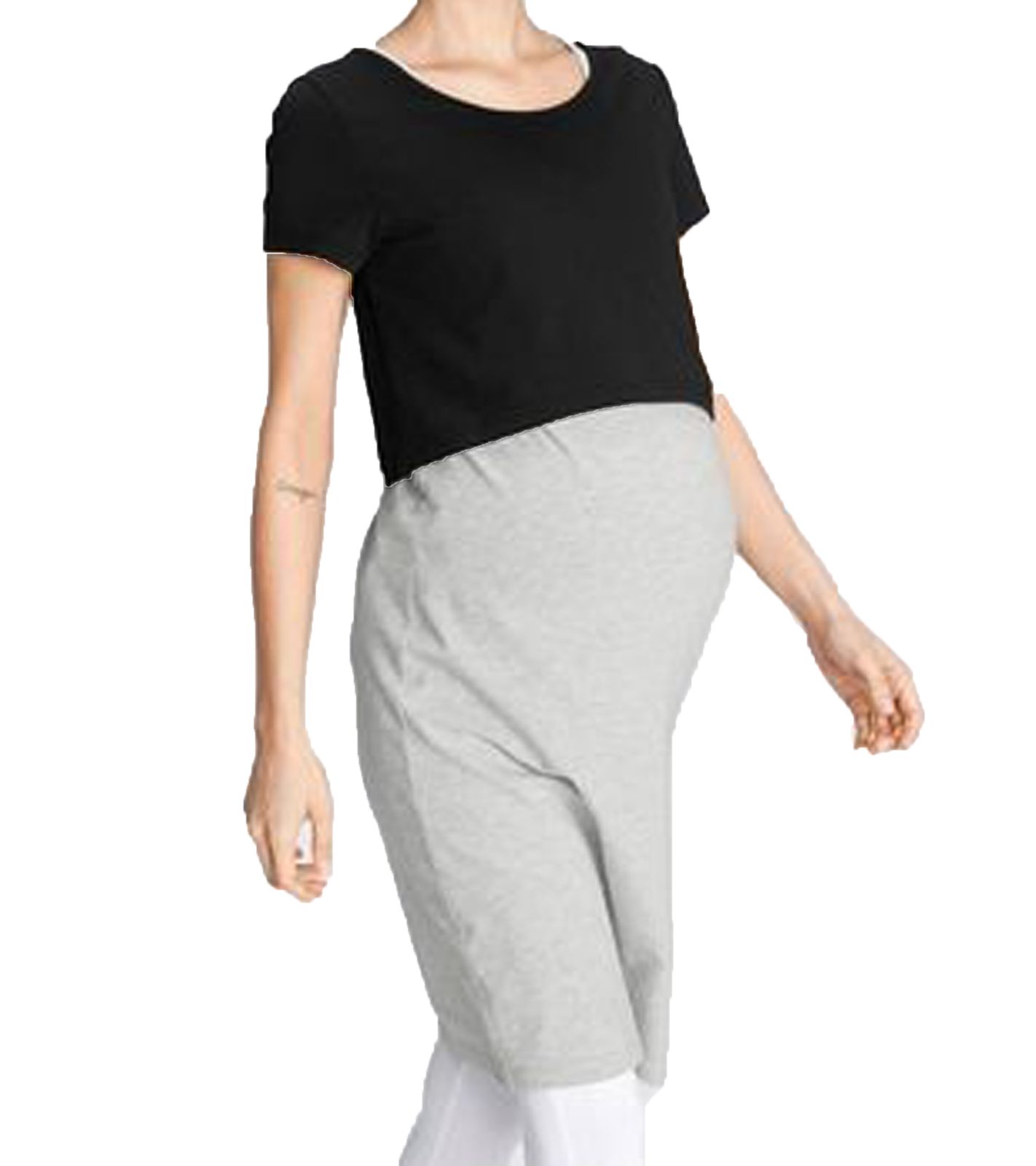 neun 9 Monate Damen Umstands-Kleid Schwangerschafts-Kleid mit T-Shirt 40603941 Grau/Schwarz