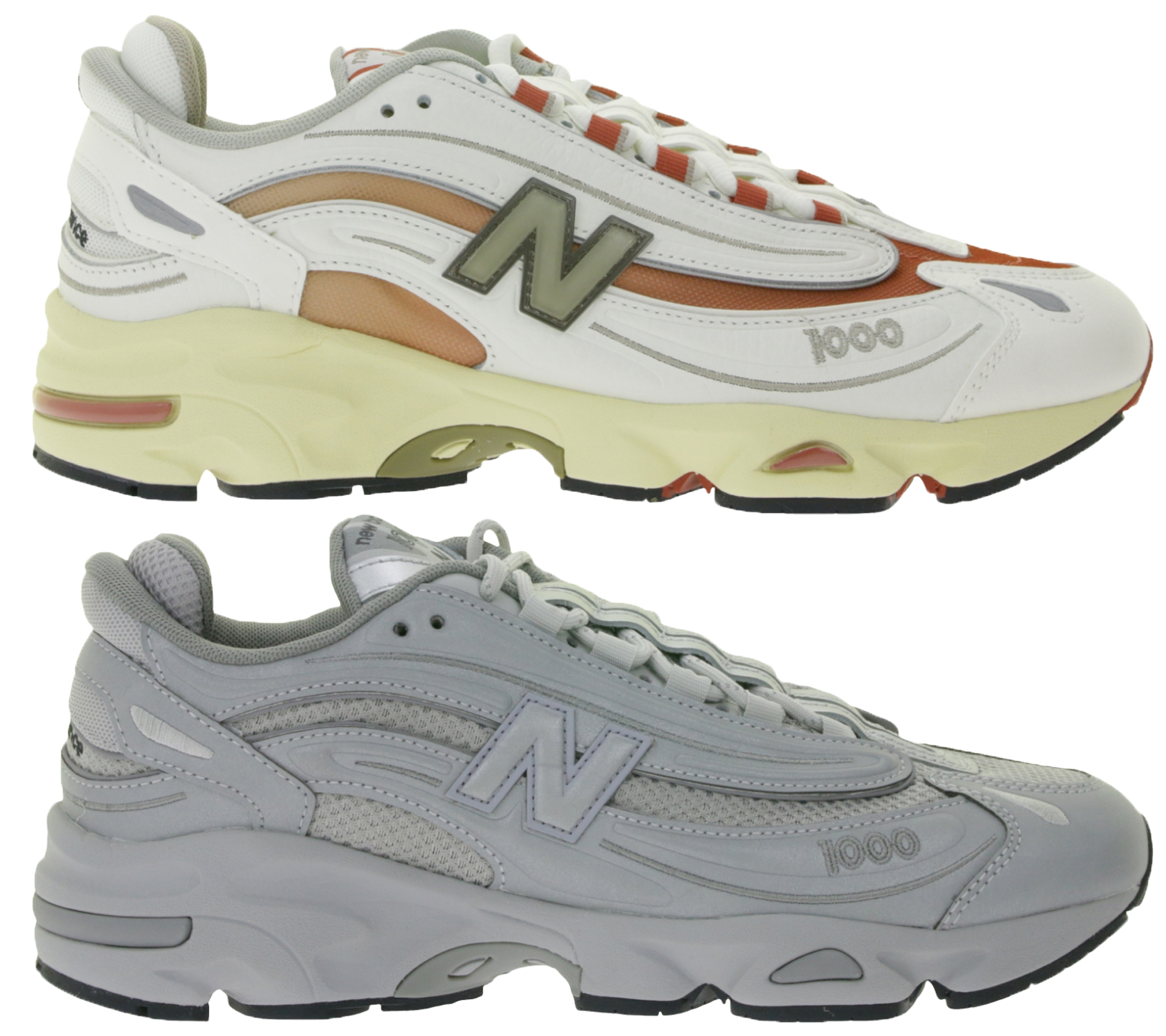 New Balance 1000 Sneaker Damen und Herren Retro-Schuhe mit ABZORB Dämpfung M1000 Weiß/Beige/Rot oder Silber