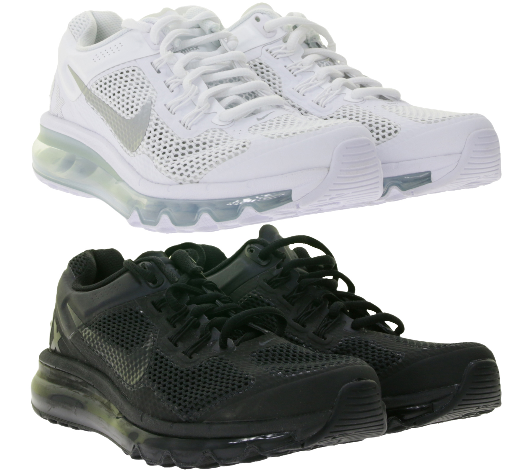 NIKE Air Max 2013 Kinder Sneaker Mädchen und Jungen Turnschuhe mit Air-Dämpfung 555426 in Weiß/Silber oder Schwarz