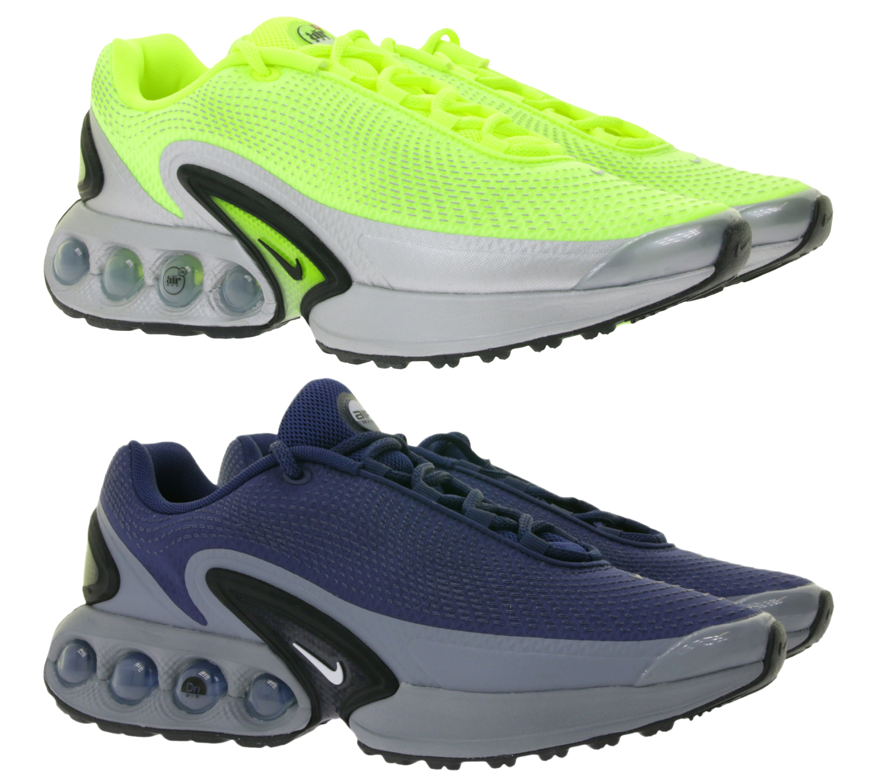 NIKE Air Max DN Herren Lauf-Schuhe mit Air-Dämpfung sportliche Sneaker DV3337 in Neon-Gelb/Weiß/Schwarz oder Navy/Grau/Schwarz