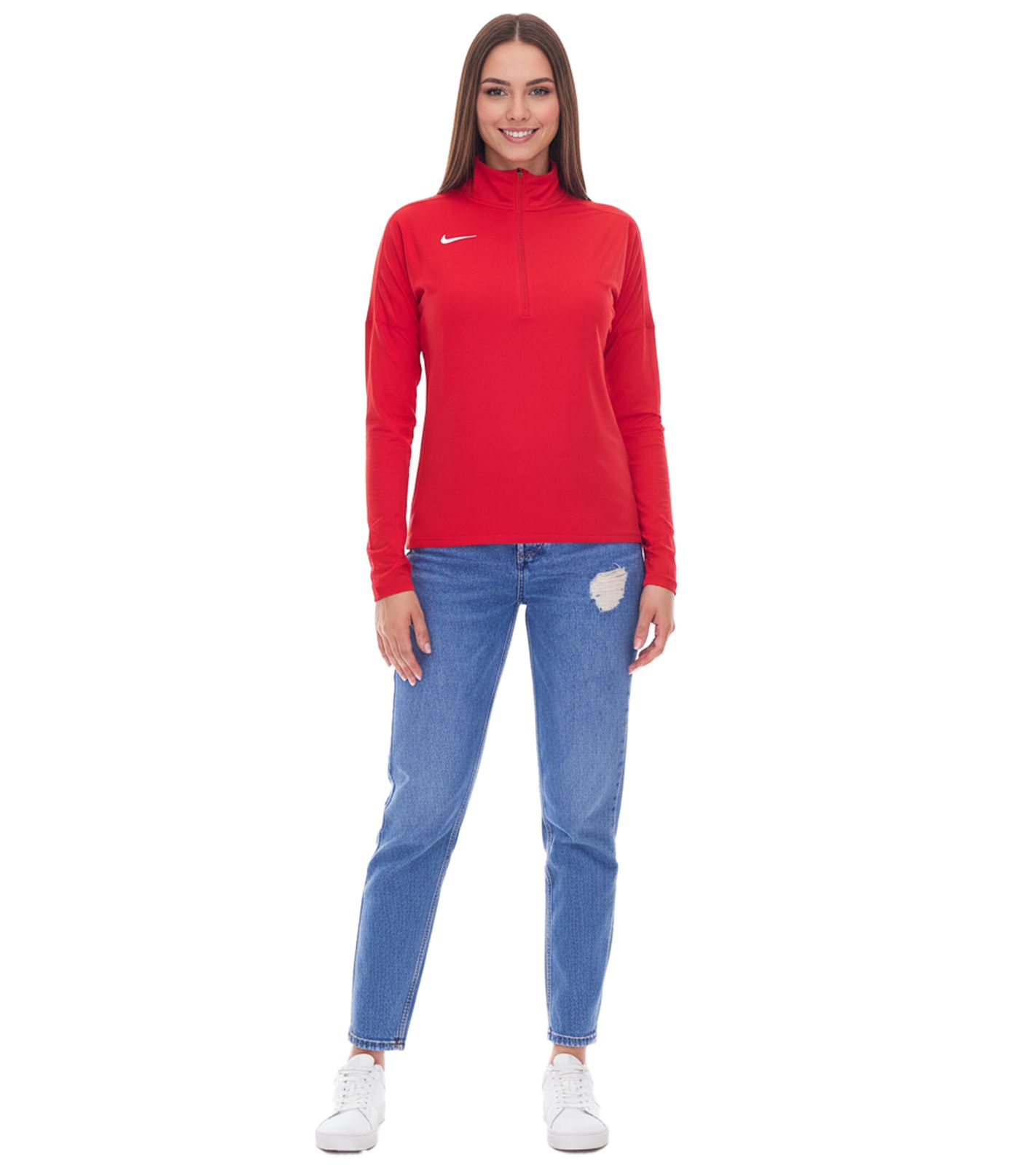 NIKE Dry Element Longsleeve Damen Trainings-Top mit Half-Zip Sweatshirt mit Dry-Fit NT0316-657 Rot