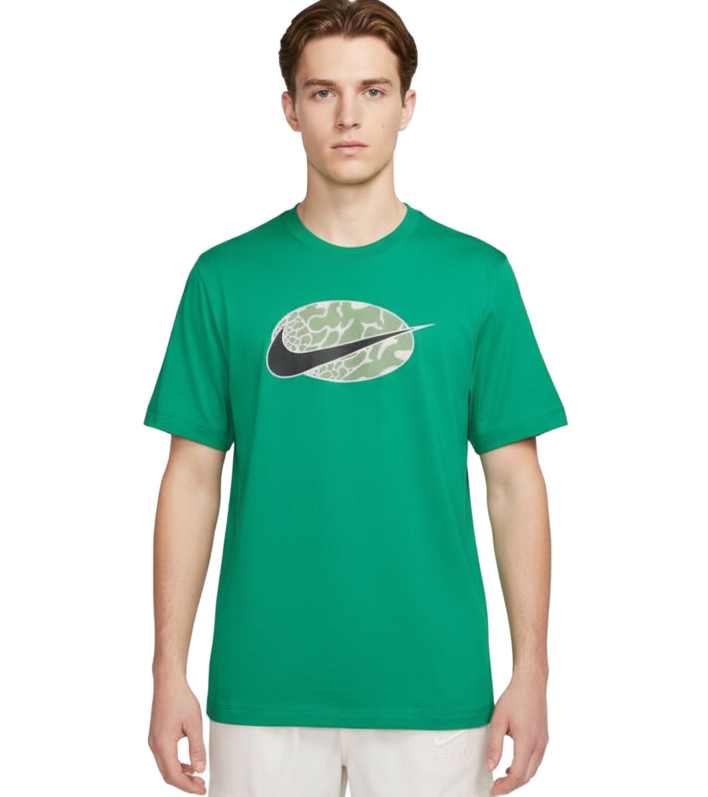 NIKE Herren T-Shirt Fitness-Shirt mit großem Print Baumwoll-Shirt Kurzarm-Shirt FQ5929-324 Grün