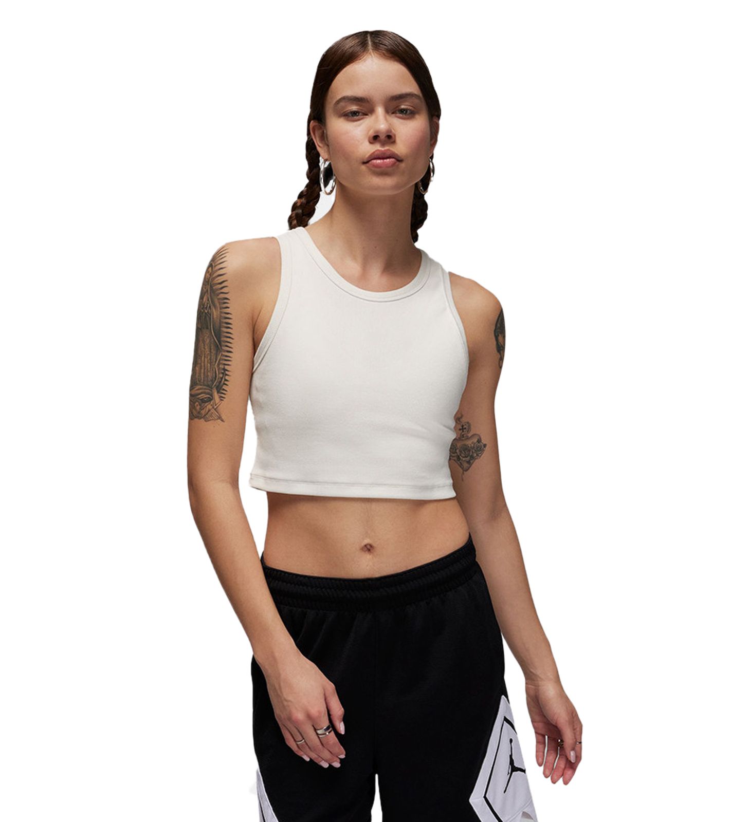 NIKE Jordan Damen Crop-Top Tank-Top mit Jordan-Logo Sport-Shirt Baumwoll-Shirt DX4700-133 Weiß