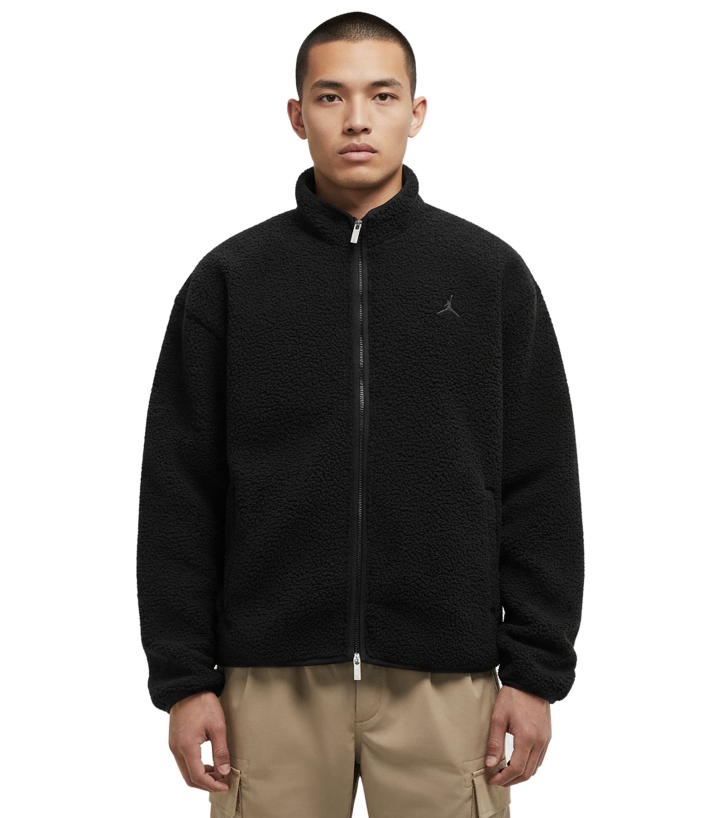 NIKE Jordan Flight Mountainside Herren Fleece-Jacke mit Stehkragen Fell-Jacke Übergangs-Jacke FV7448-010 Schwarz
