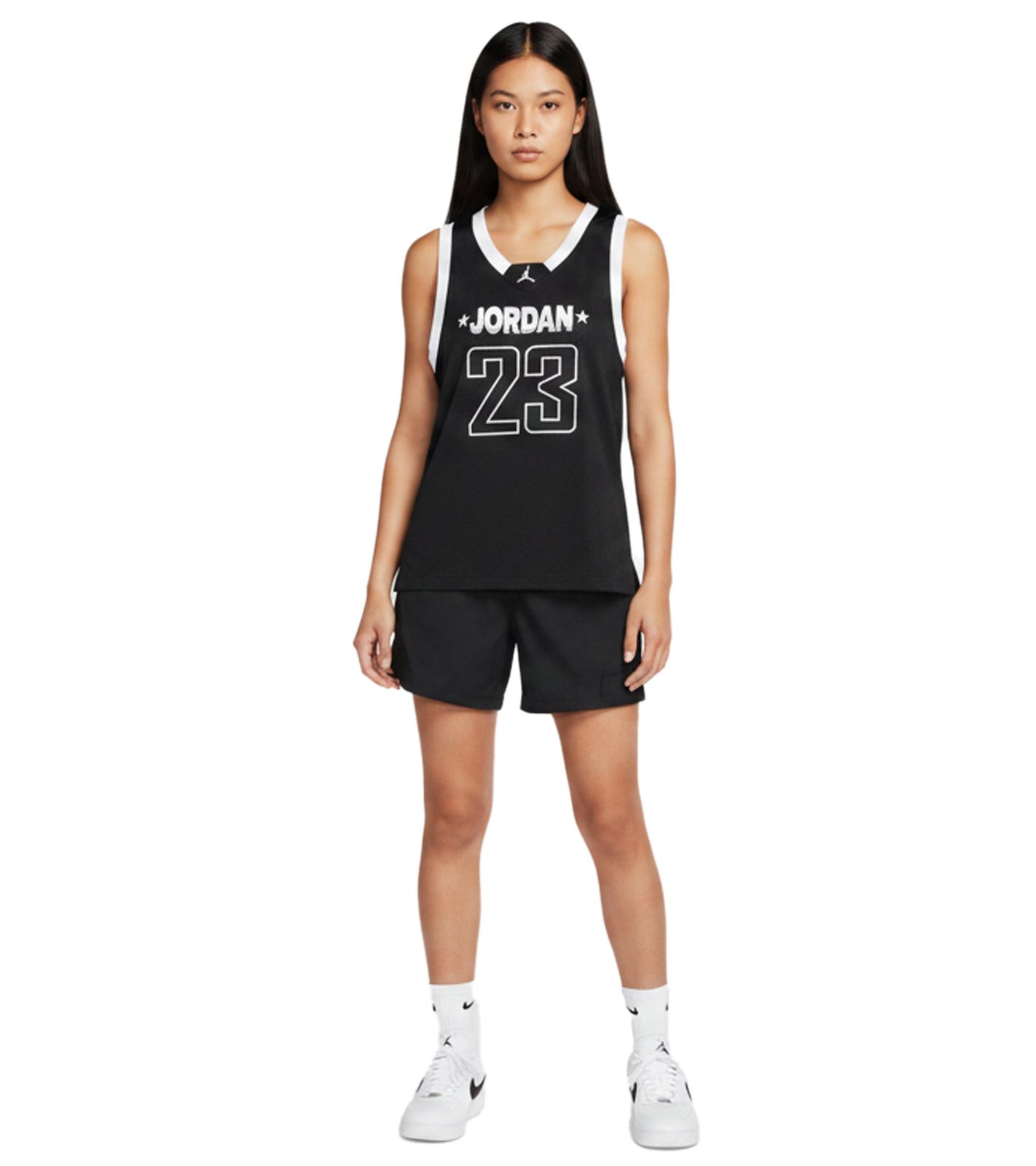 NIKE Jordan Jersey 23 Damen Basketball-Shirt mit Mesh-Gewebe Tank-Top Sport-Shirt FN6687-010 Schwarz