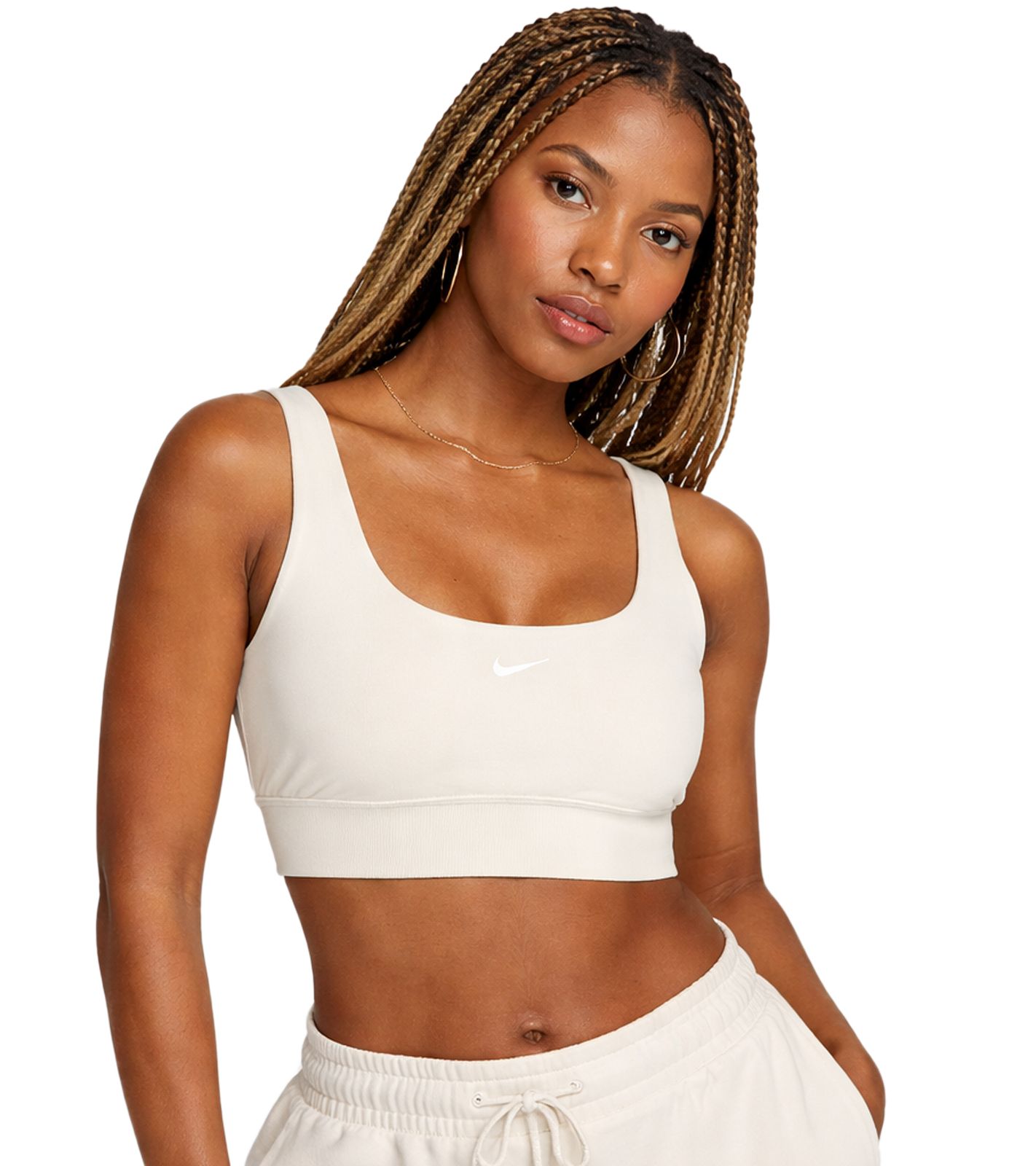 NIKE Sportswear Chill Damen Terry-Crop-Top Tank-Top mit Swoosh-Logo Sport-Shirt Baumwoll-Shirt FN2832-104 Beige
