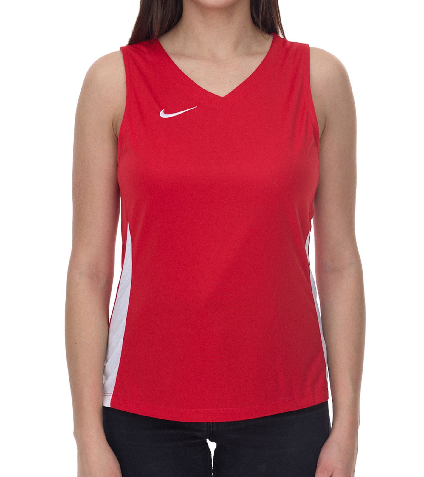 NIKE Team Fitness Damen Tank-Top mit DryFit Sport-Shirt Trainings-Shirt NT0211-657 Rot/Weiß
