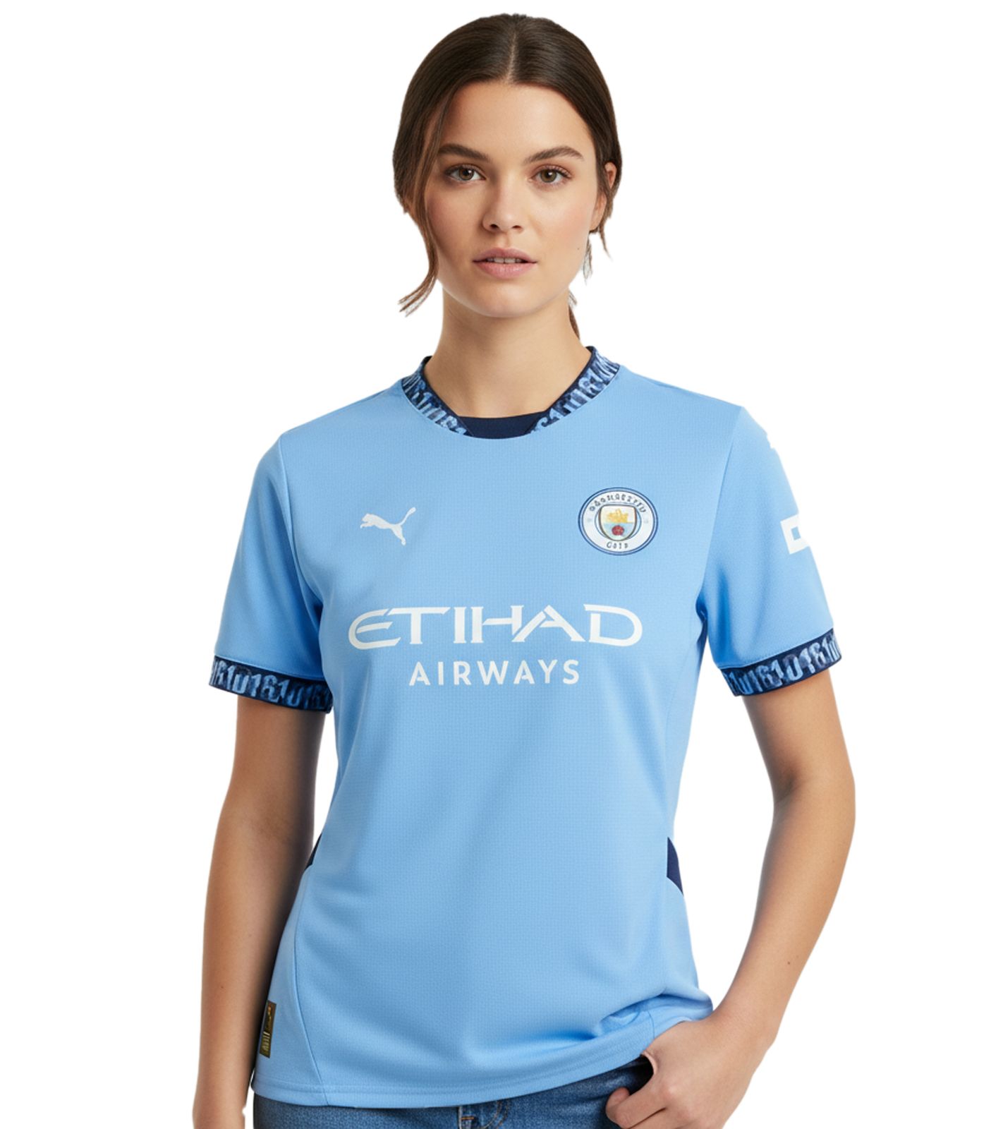 offizielles PUMA Manchester City 2024/25 Damen Heimtrikot nachhaltiges Premier League Fußball-Shirt 701230878 001 Hellblau/Weiß