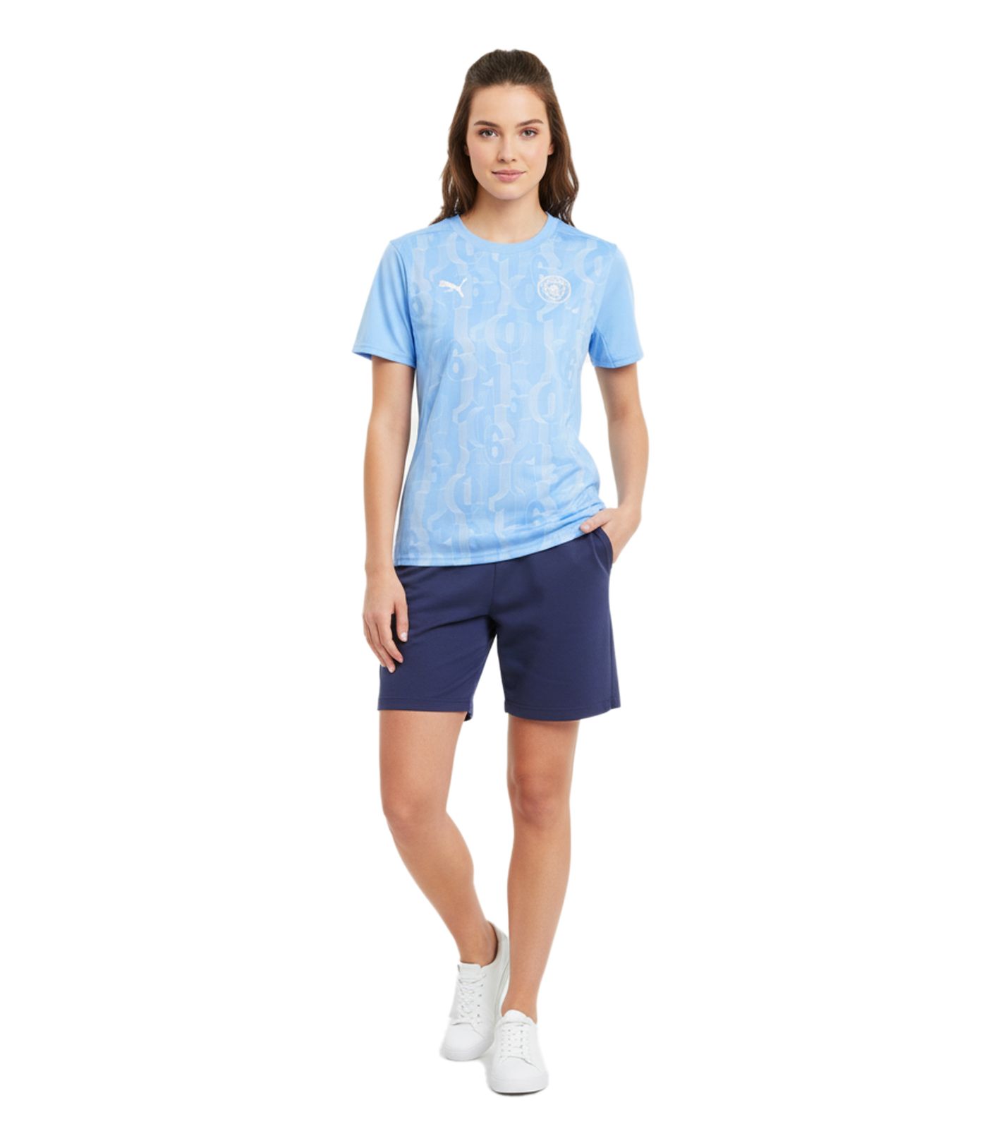 offizielles PUMA Manchester City 2024/25 Damen Pre-Match Trikot nachhaltiges Premier League Fußball-Shirt 701231095 001 Hellblau