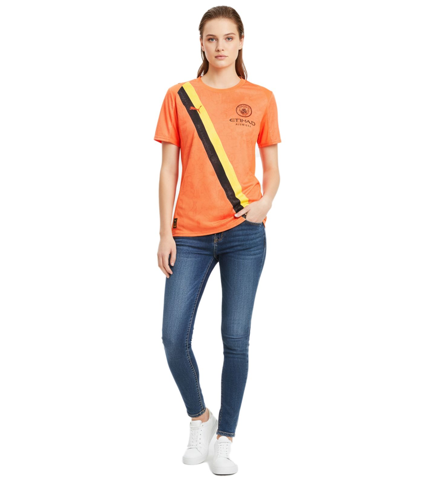 offizielles PUMA Manchester City 2025/26 Damen KidSuper Trikot nachhaltiges Premier League Fußball-Shirt 701235028 002 Orange