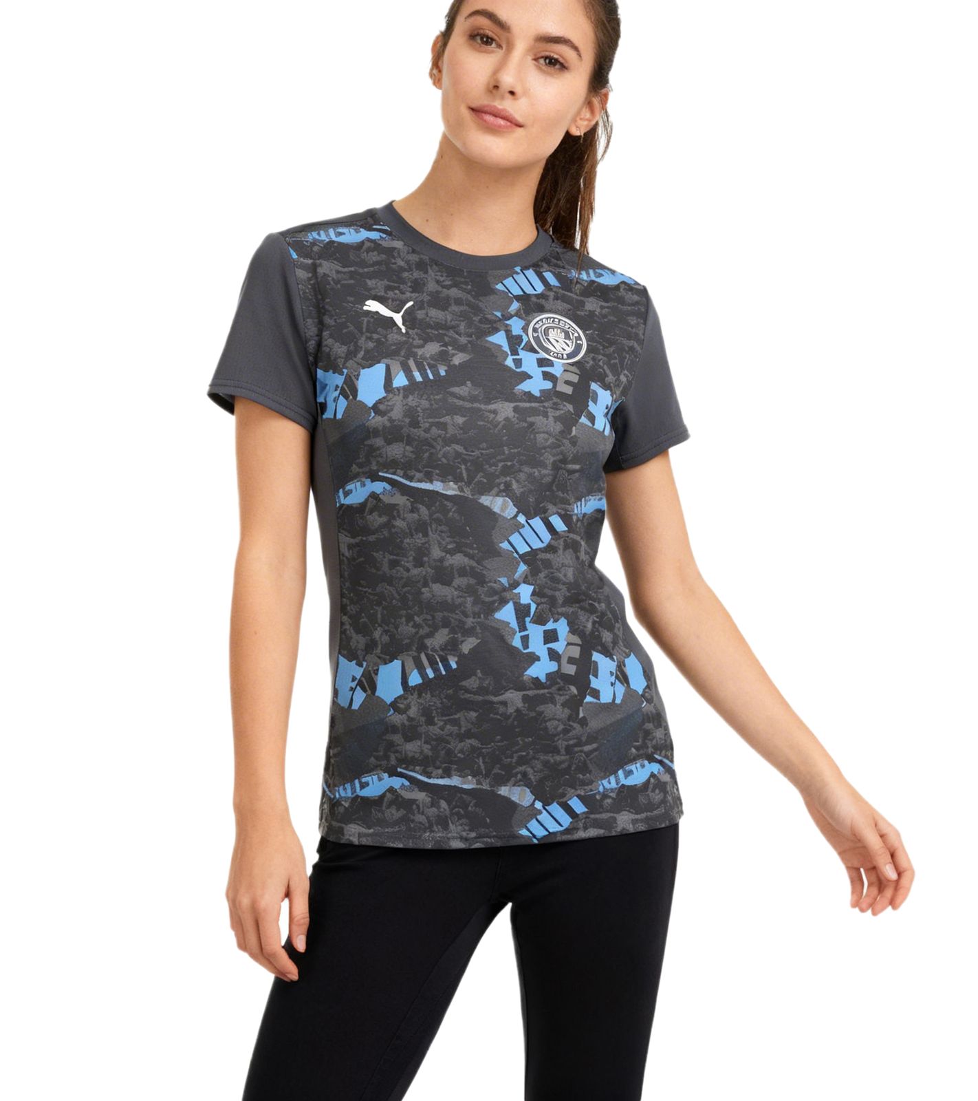offizielles PUMA Manchester City Damen Pre-Match Trikot nachhaltiges Premier League Fußball-Shirt 701235045 001 Grau