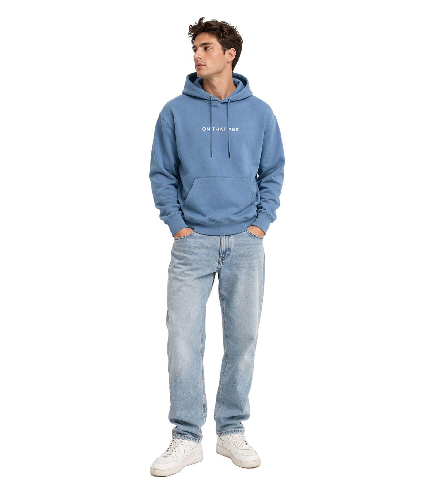 ON THAT ASS Bale Herren Hoody Kapuzen-Pullover Baumwoll-Sweater mit Kängurutasche Hoodie Blau
