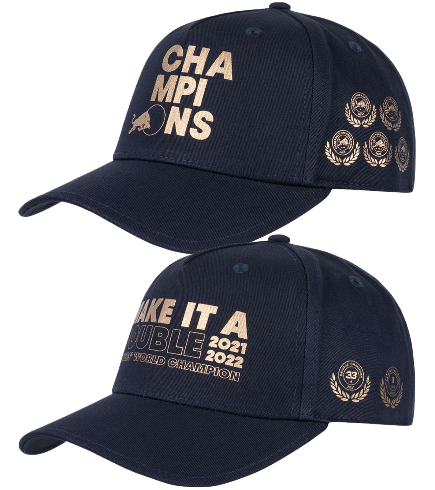 Oracle Red Bull Racing x Verstappen FW 2022 Champions Meisterschafts-Cap "Make it a double" oder "Champions" Navy