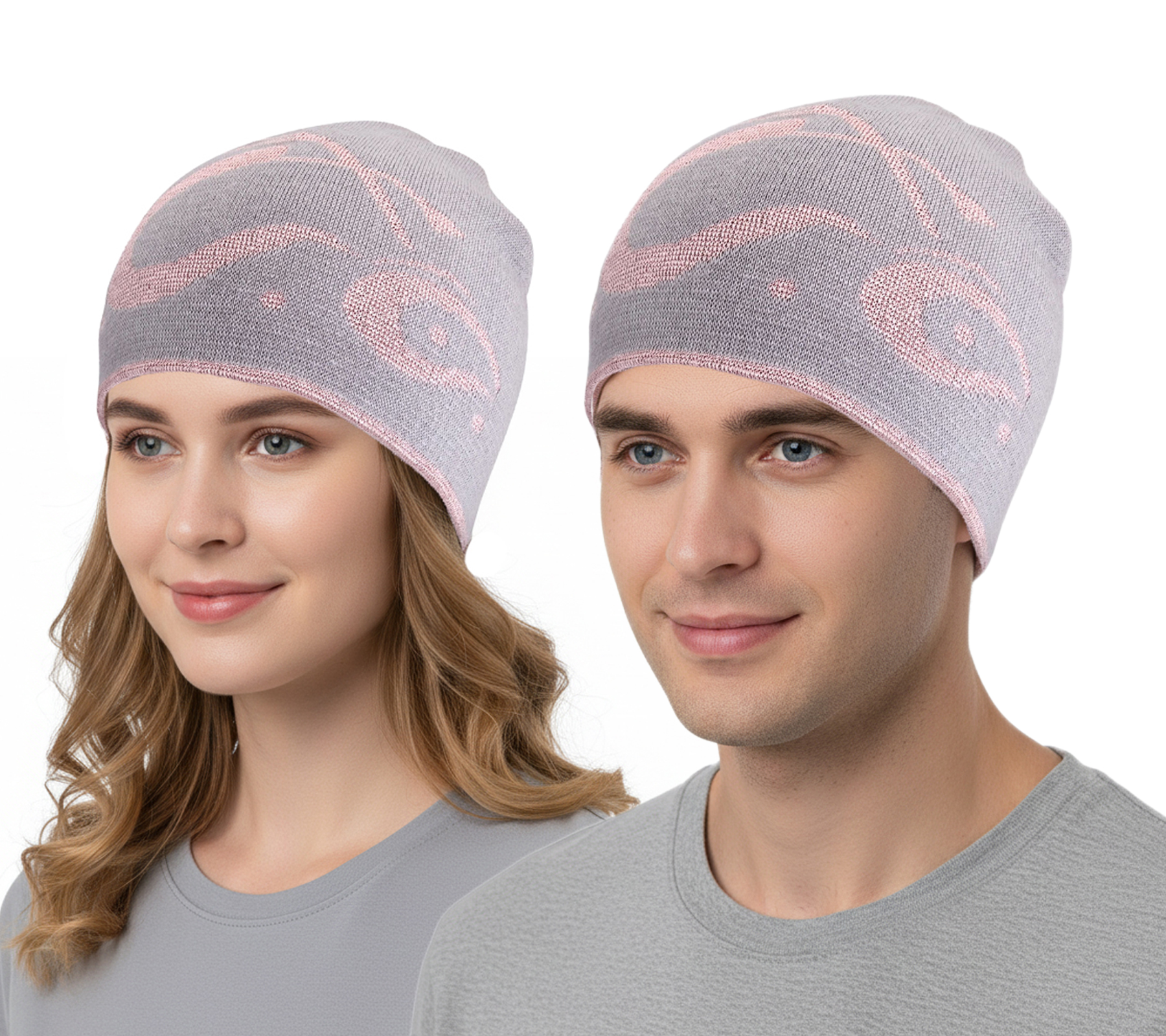 Orange County Choppers Beanie kuschelige Mütze mit Motorrad-Motiv Winter-Mütze Fan-Artikel 4052OCC Grau/Rosa
