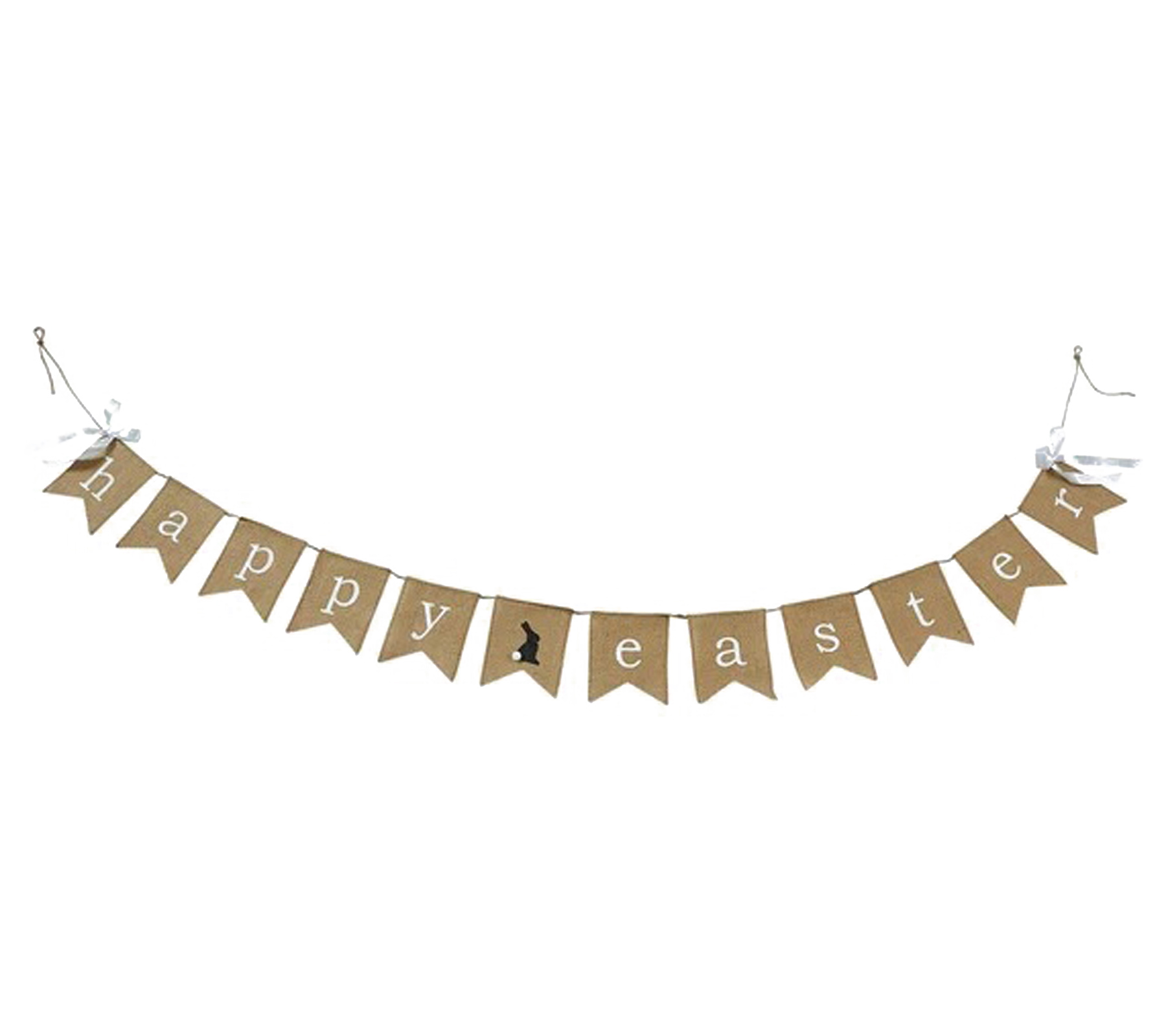 Oster-Girlande mit Aufschrift "Happy Easter" und weißen Schleifen Wimpel-Kette Hänge-Deko Dekoband 976192 Beige