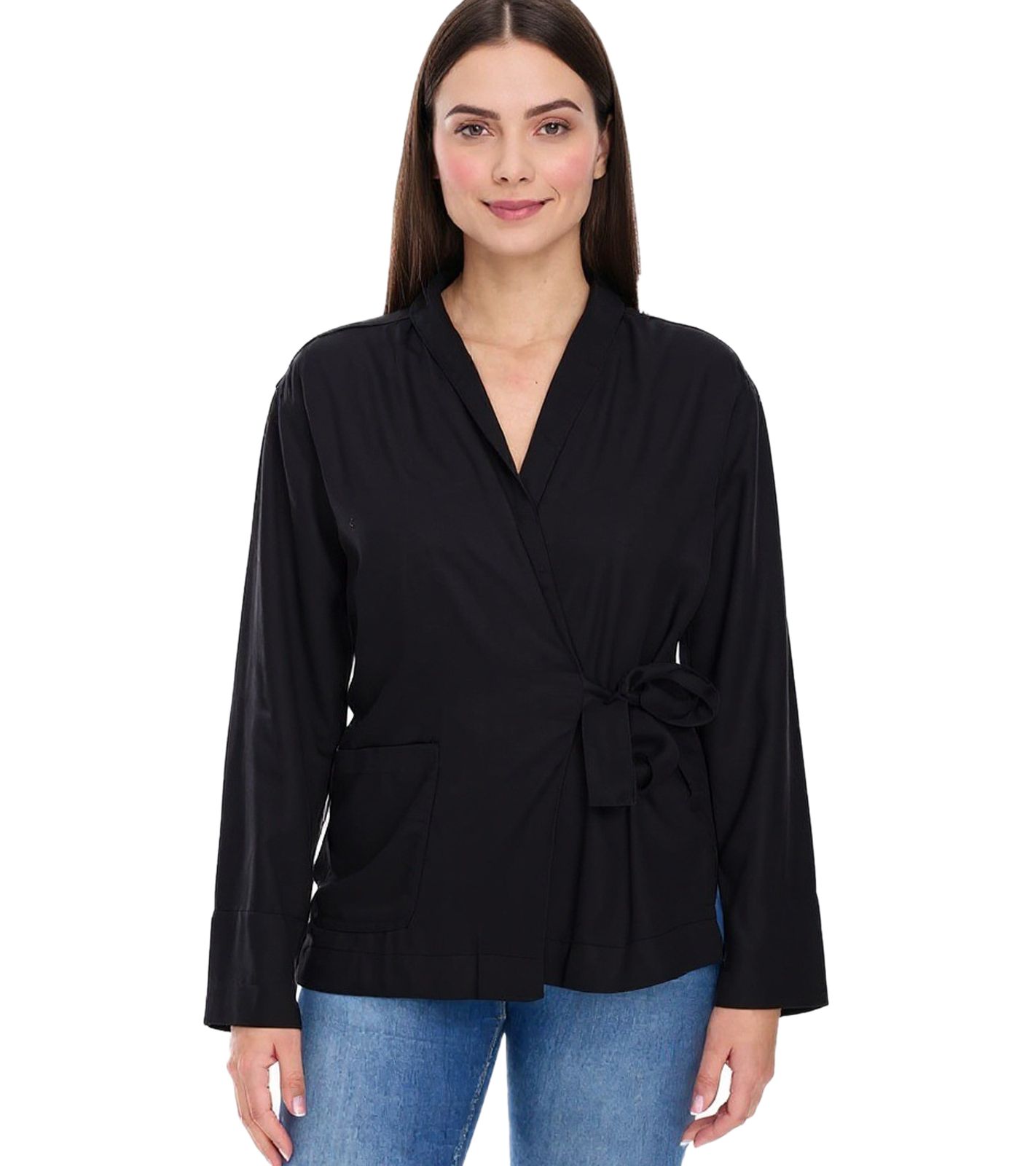 OTTO Damen Business-Blazer mit Bindeband Basic-Jacke Wickel-Jacke Anzug-Jacke 66126730 Schwarz