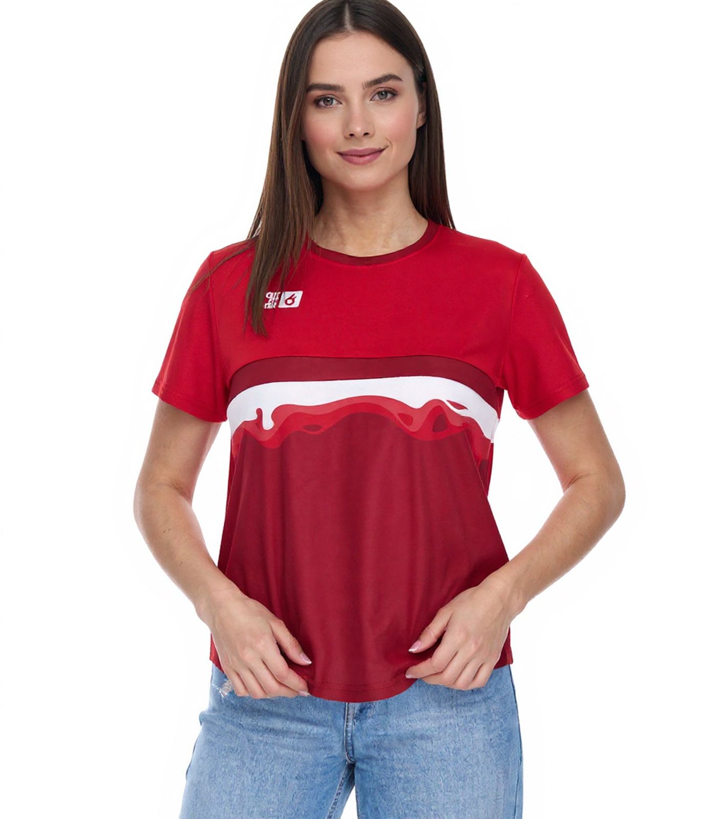 Outfitter OCEAN FABRICS TAHI Damen nachhaltiges Training-Shirt mit Mesh-Einsätzen Fitness-Shirt Kurzarm-Shirt OUT-W-1021-OTW-34 Rot