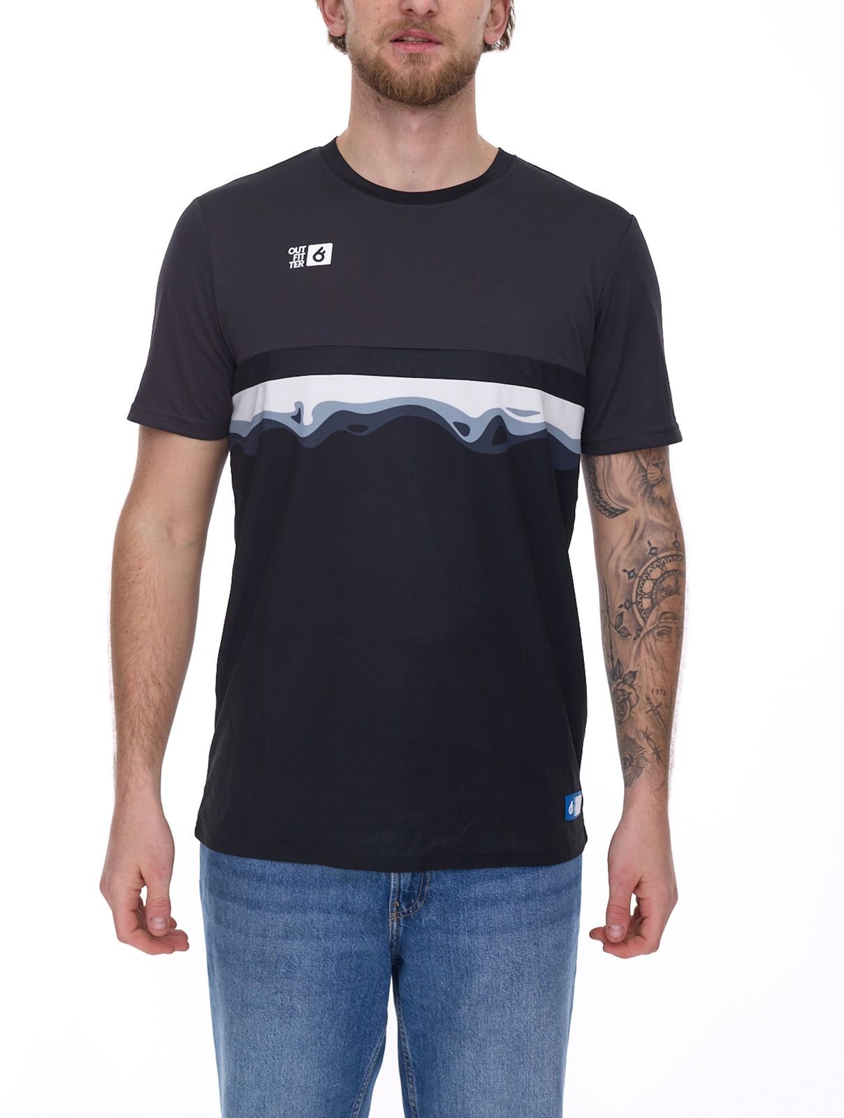 Outfitter OCEAN FABRICS TAHI Herren nachhaltiges Training-Shirt mit Mesh-Einsätzen Fitness-Shirt Kurzarm-Shirt OUT-M-1021-OTW-61 Schwarz