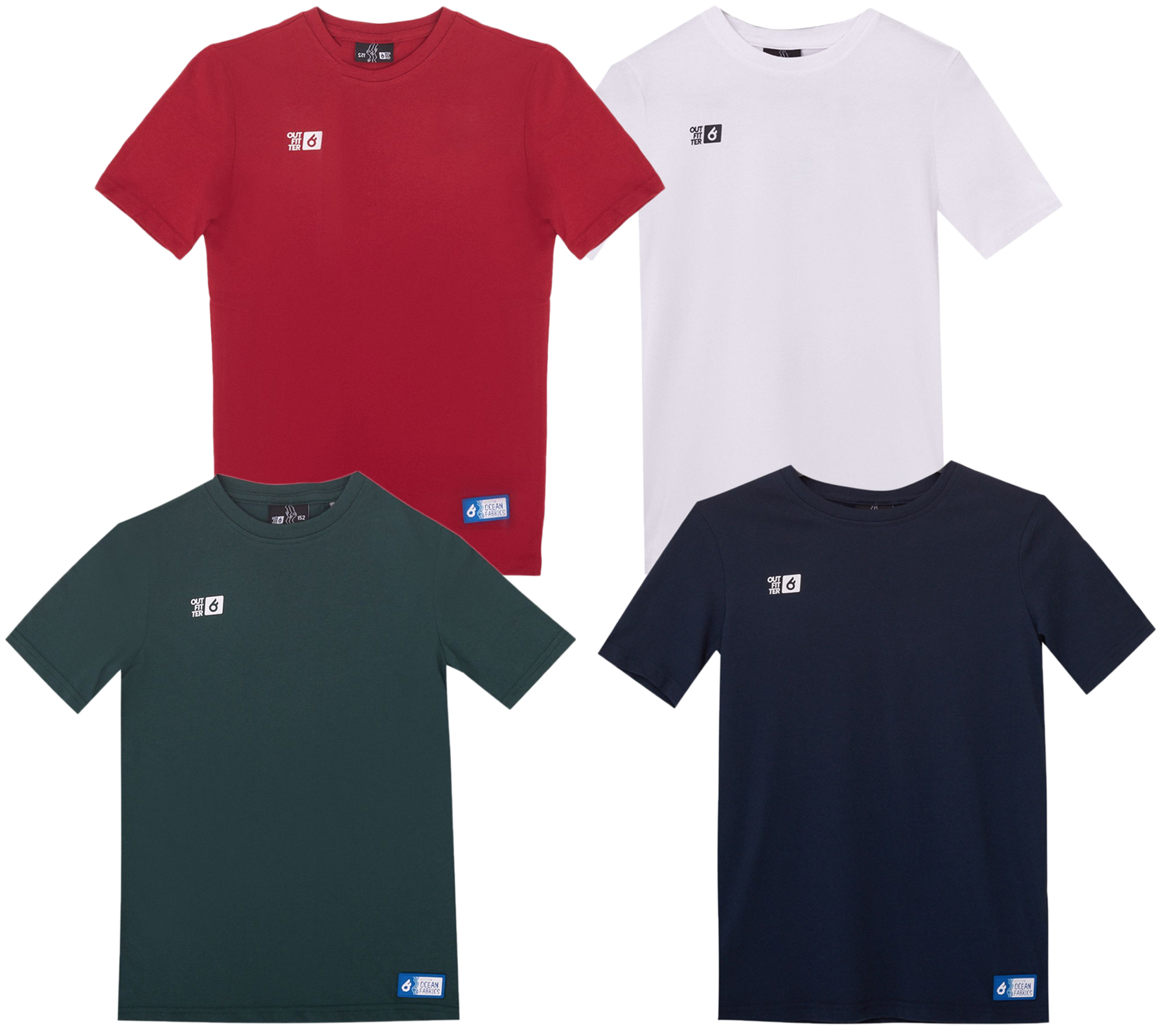 Outfitter OCEAN FABRICS TAHI Kinder T-Shirt nachhaltiges Mädchen und Jungen Präsentations-Shirt Sommer-Shirt Sport OUT-K-1020 Rot, Dunkelgrün, Dunkelblau oder Weiß