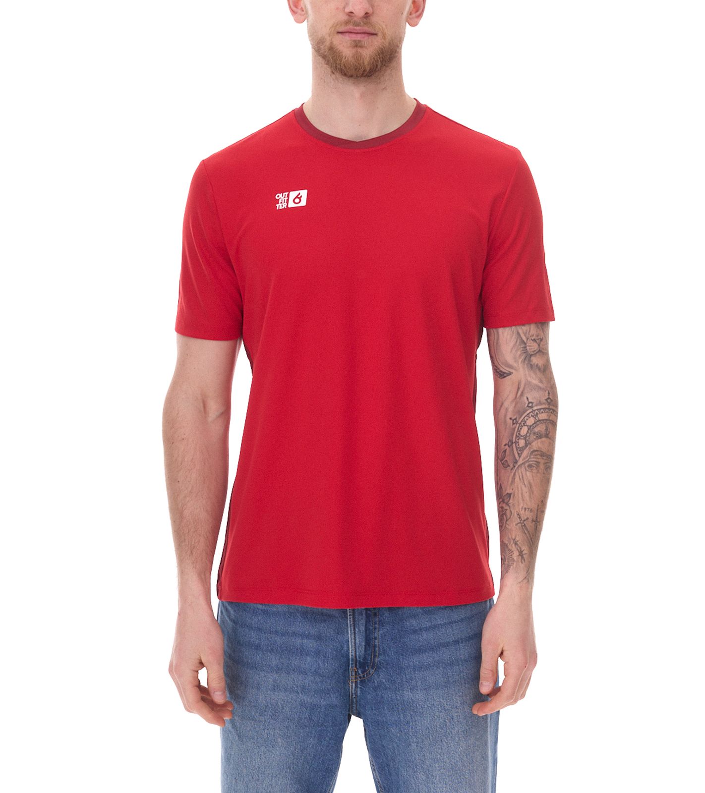 Outfitter OCEAN FABRICS TAHI Match Trikot Herren nachhaltiges Training-Shirt mit Mesh-Einsätzen Fitness-Shirt Kurzarm-Shirt OUT-M-1046-OTW-34 Rot