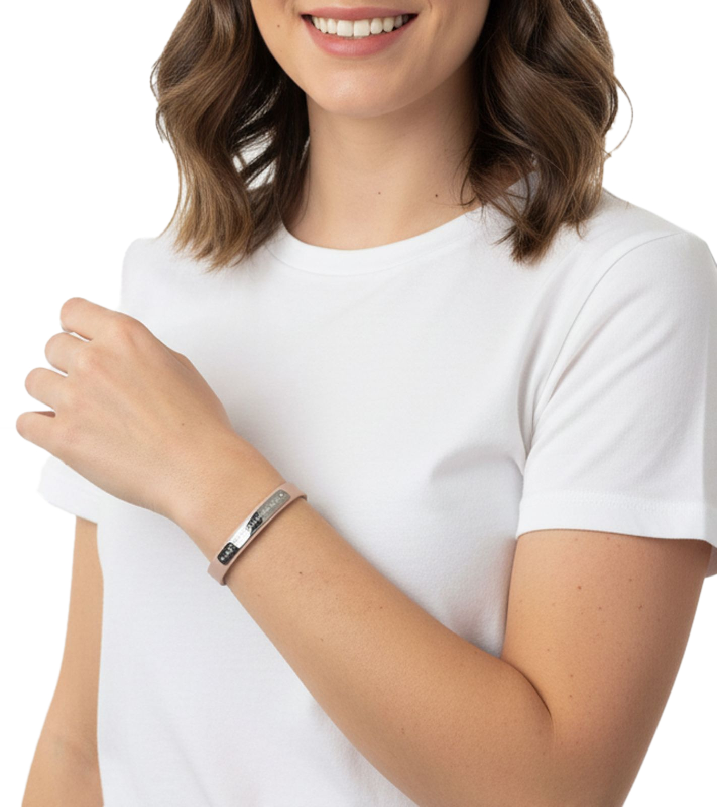 Paul Hewitt Damen Armband mit Signum Koordinaten Echtleder-Armreif Arm-Schmuck Edelstahl-Armreif PH-FSC-S-N Beige
