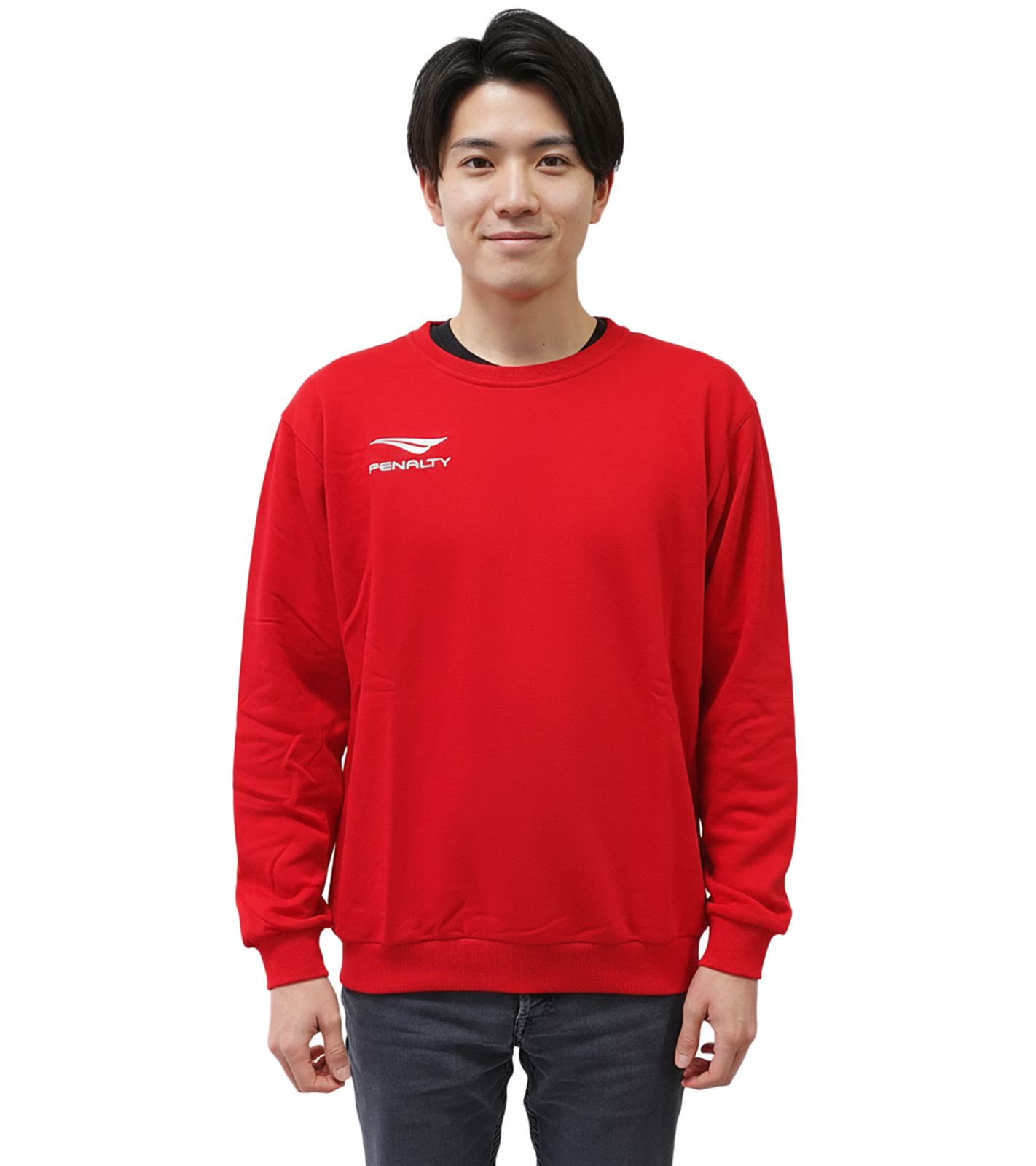 PENALTY Era Roundneck Co Herren Baumwoll-Sweater mit Logo-Stickerei Alltags-Pullover 354510-8000 Rot
