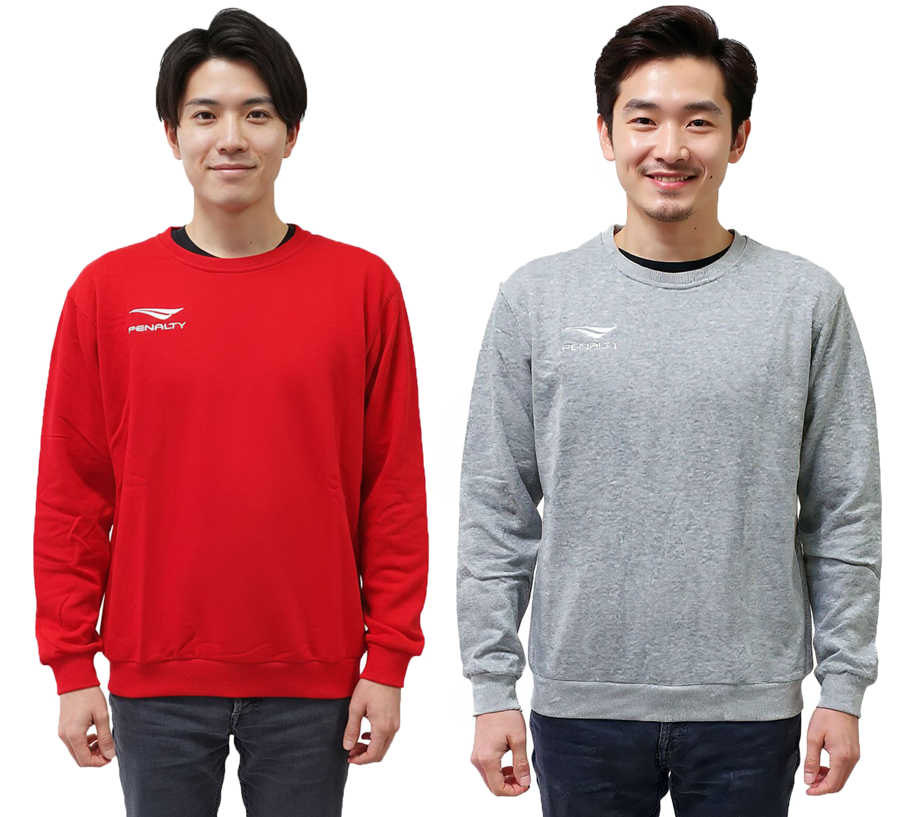 PENALTY Era Roundneck Co Herren Baumwoll-Sweater mit Logo-Stickerei Alltags-Pullover 354510 Rot oder Grau