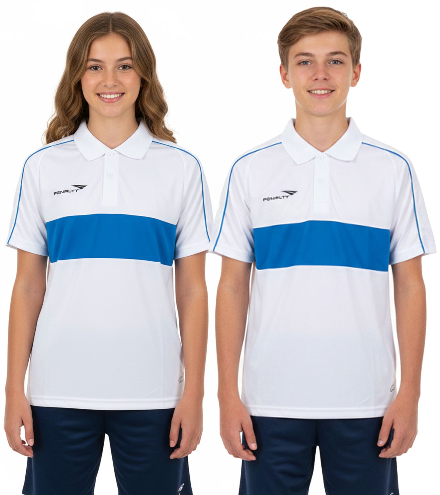PENALTY Polo Matis Jr Kinder Polo-Hemd aus schnelltrocknendem DRY ON-Material Sport-Shirt 310703-1410 Weiß/Blau