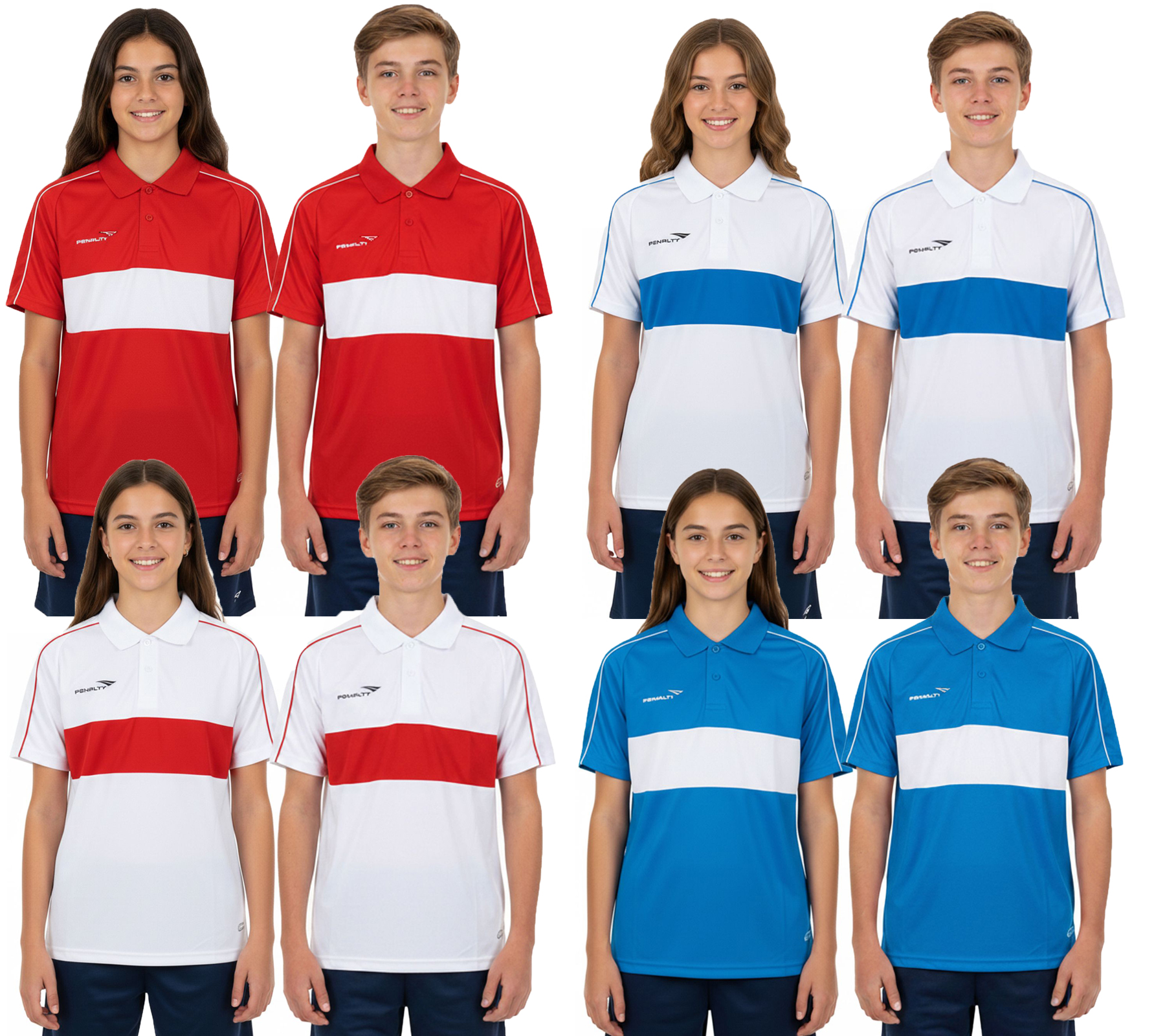 PENALTY Polo Matis Jr Kinder Polo-Hemd aus schnelltrocknendem DRY ON-Material Sport-Shirt 310703 Weiß, Rot oder Blau